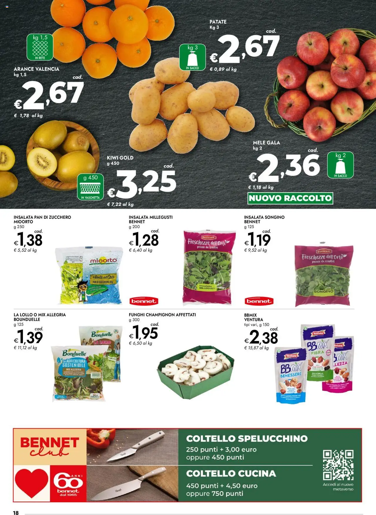 Volantino bennet del 11.09.2025 | Pagina: 18 | Prodotti: Kiwi, Insalata, Patate, Funghi