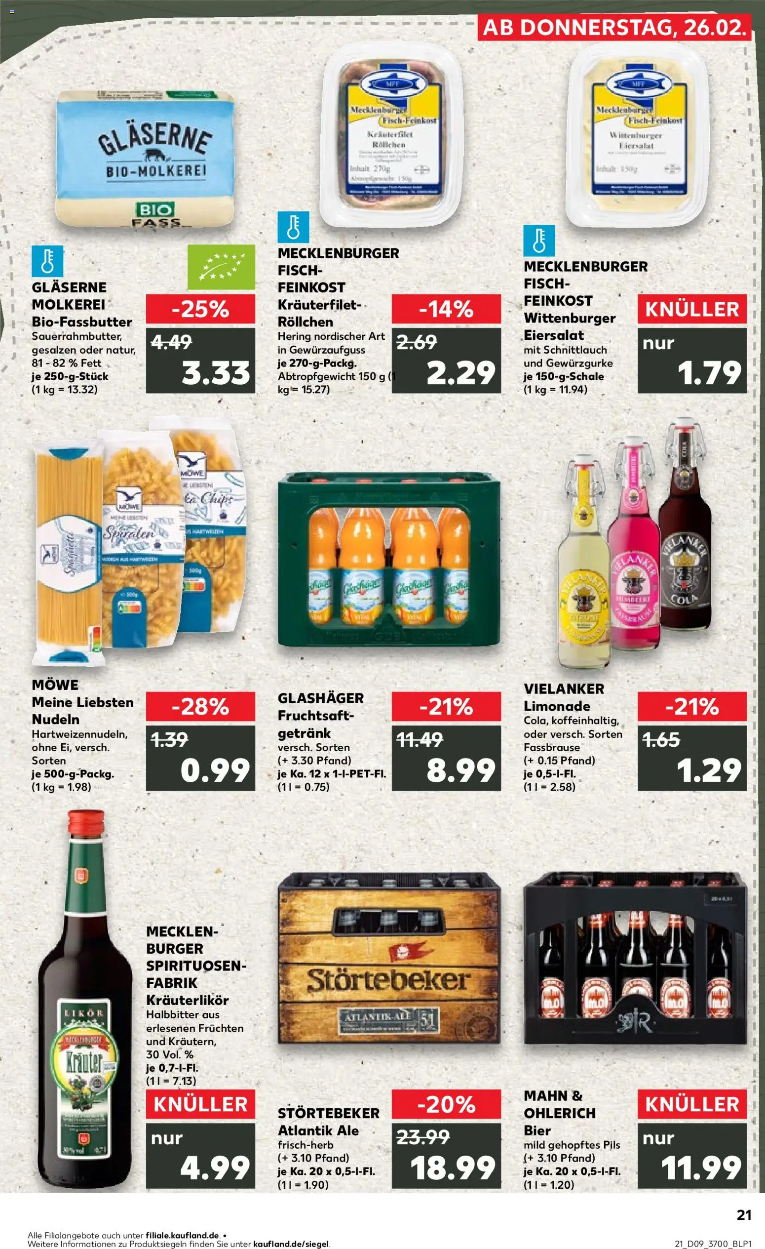 Kaufland prospekt Rostock	 – gültig ab 26.02.2026 | Seite: 21 | Produkte: Pils, Limonade, Fassbrause, Fruchtsaft