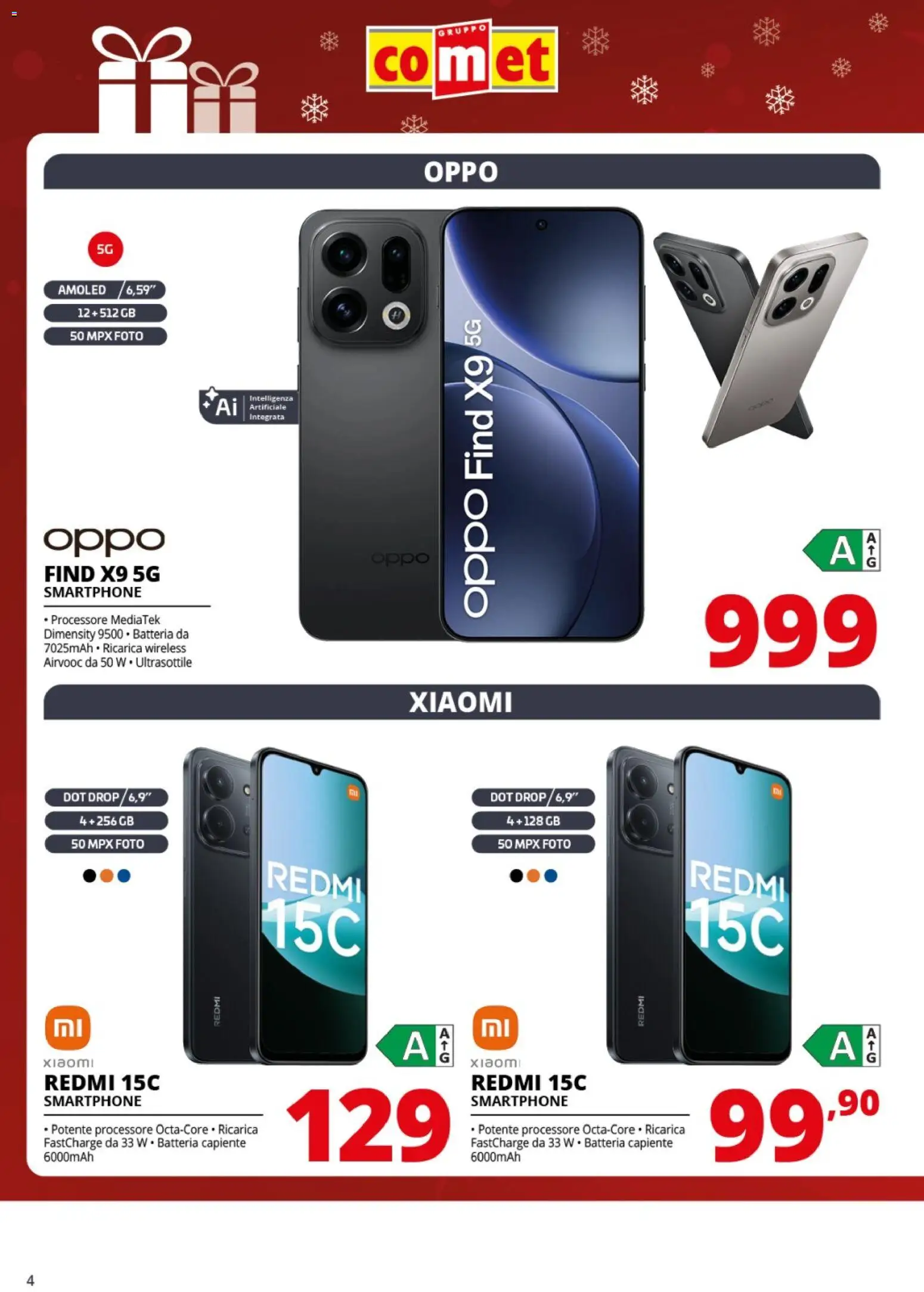 Volantino Comet del 12.12.2025 | Pagina: 4 | Prodotti: Xiaomi, Smartphone, Batteria