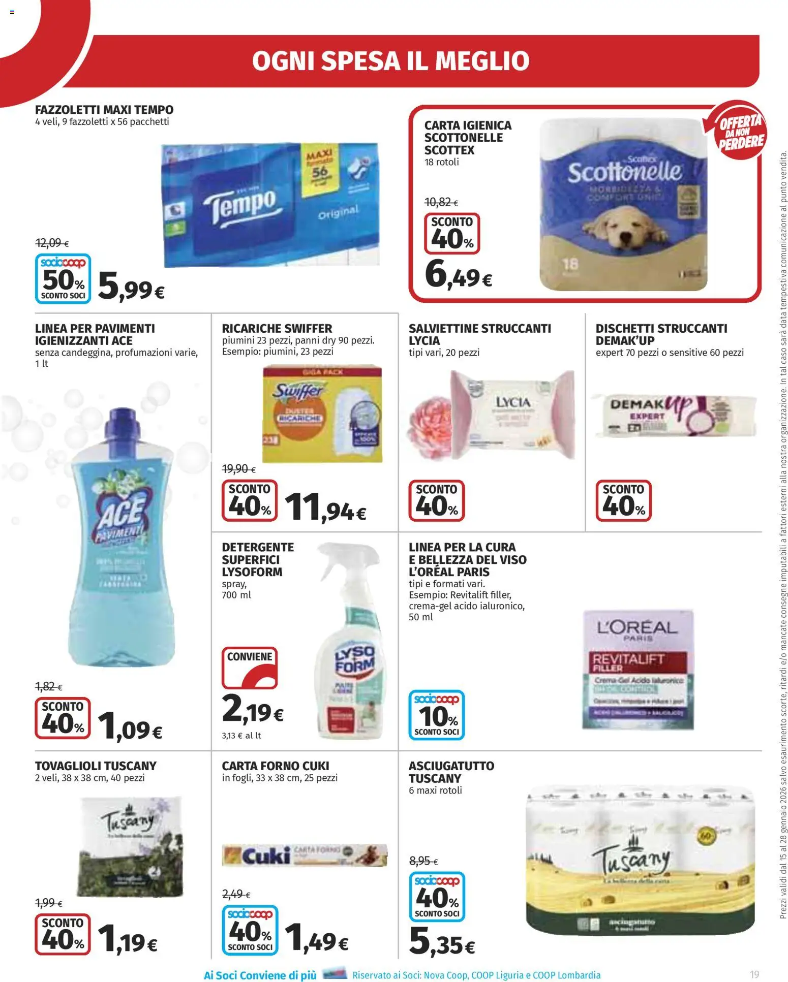 Volantino Ipercoop del 15.01.2026 | Pagina: 19 | Prodotti: Crema, Fazzoletti, Data, Carta forno
