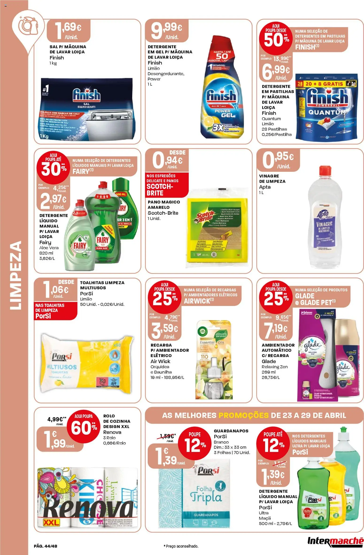 Intermarché folheto │ válido de 23.04.2026 | Página: 44 | Produtos: Guardanapos, Panos de limpeza, Sal, Maça