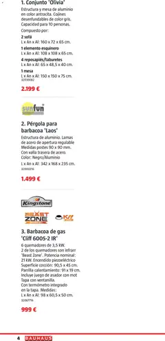 Vista previa Bauhaus Verano válido desde el 16.03.2026 | Página: 4 | Productos: Barbacoa, Parrilla, Sofá, Mesa