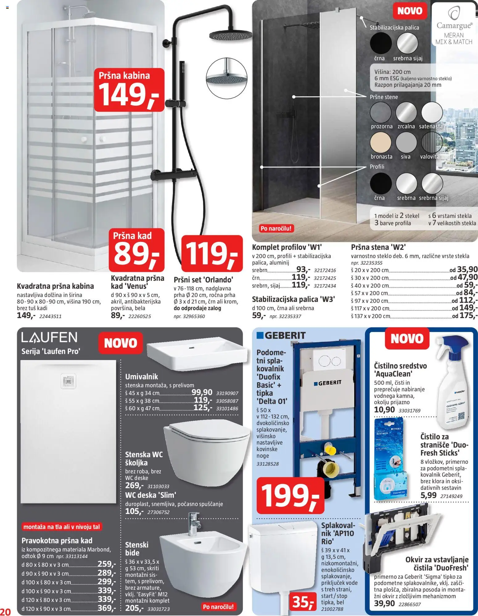 Novi Bauhaus katalog ponudbe – veljaven od 06.11.2025 | Stran: 20 | Izdelki: Okvir, Stranisce, Prha, WC deska