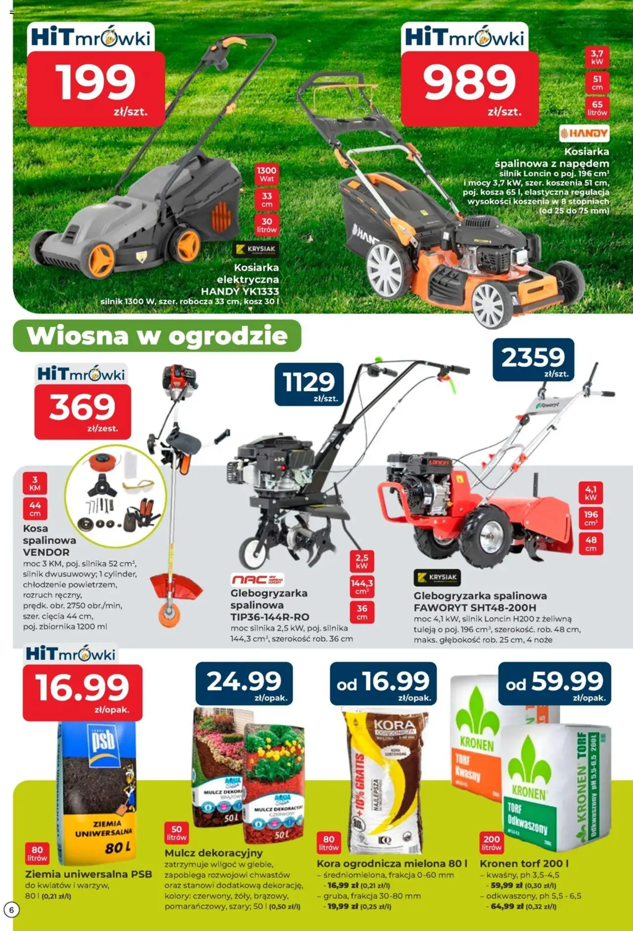 Mrówka Gazetka od 11.04.2025 | Strona: 6 | Produkty: Ziemia uniwersalna, Kosiarka, Ziemia, Kosz