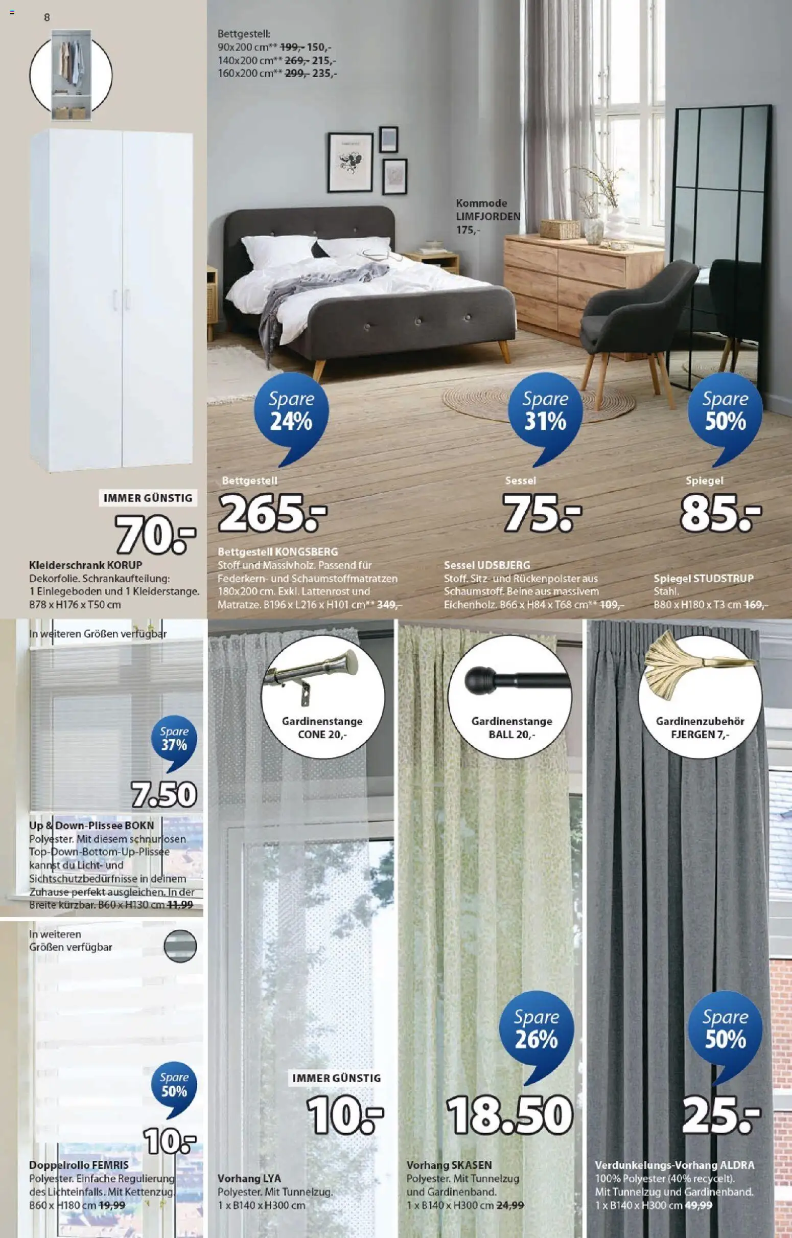 JYSK Prospekt aktuell gültig ab 04.03.2026 | Seite: 8 | Produkte: Kleiderschrank, Kommode, Lattenrost, Sessel