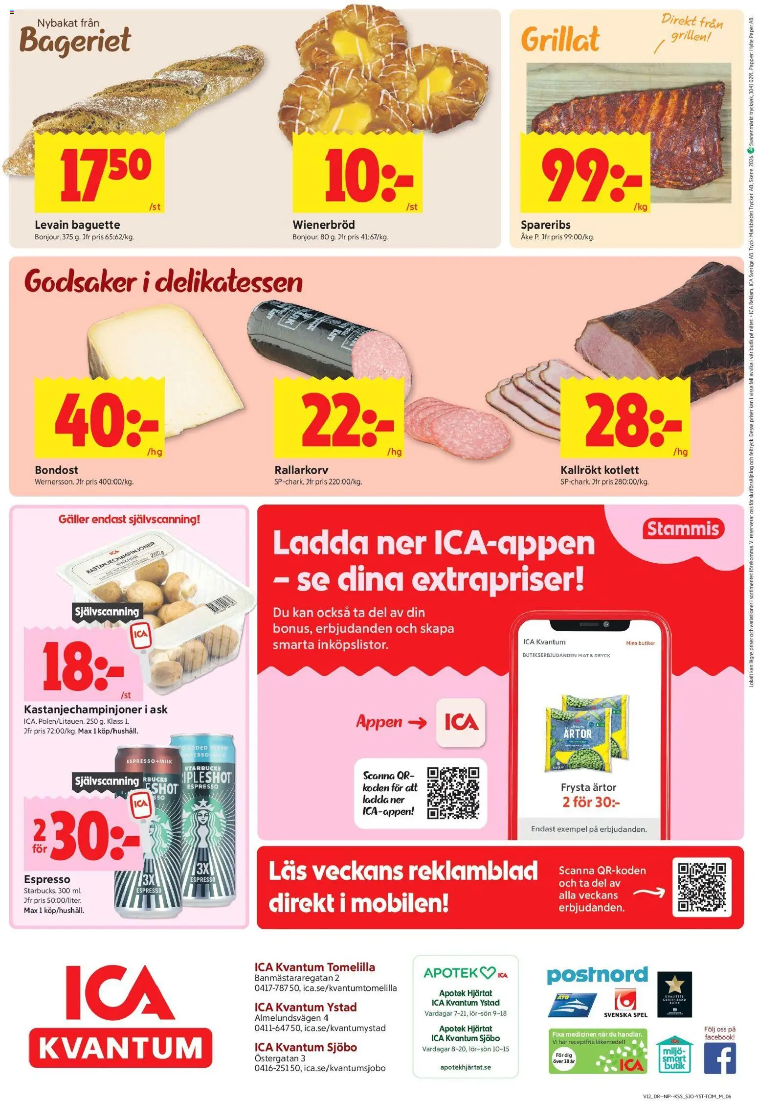 ICA Kvantum reklamblad aktuell från 16.03.2026 | Sida: 16 | Produkter: Baguette, Levain, Ärtor, Spel