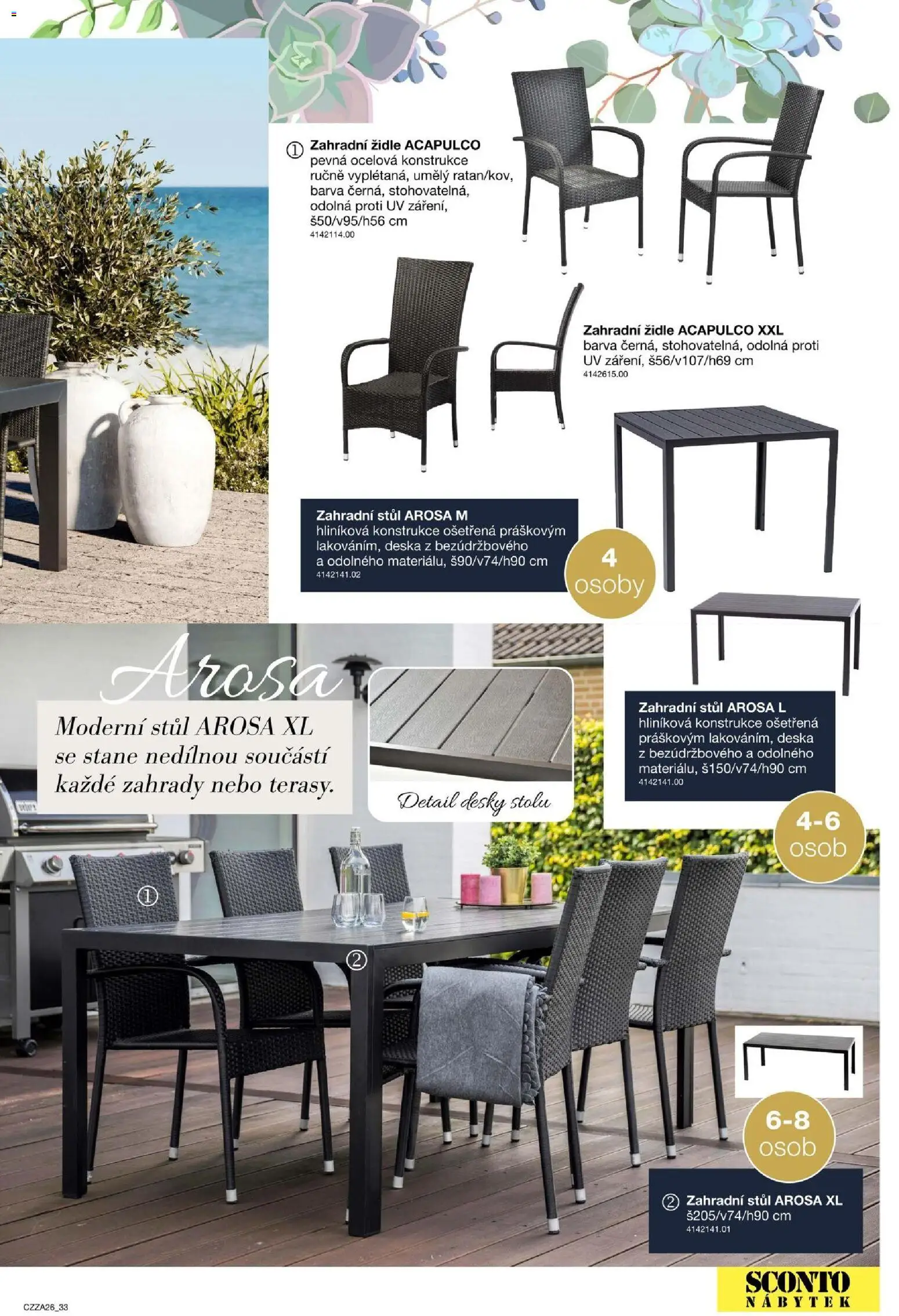 Sconto nábytek katalog - Zahradní speciál od 01.01.2026 | Strana: 33 | Produkty: Nábytek, Stůl, Židle, Desky