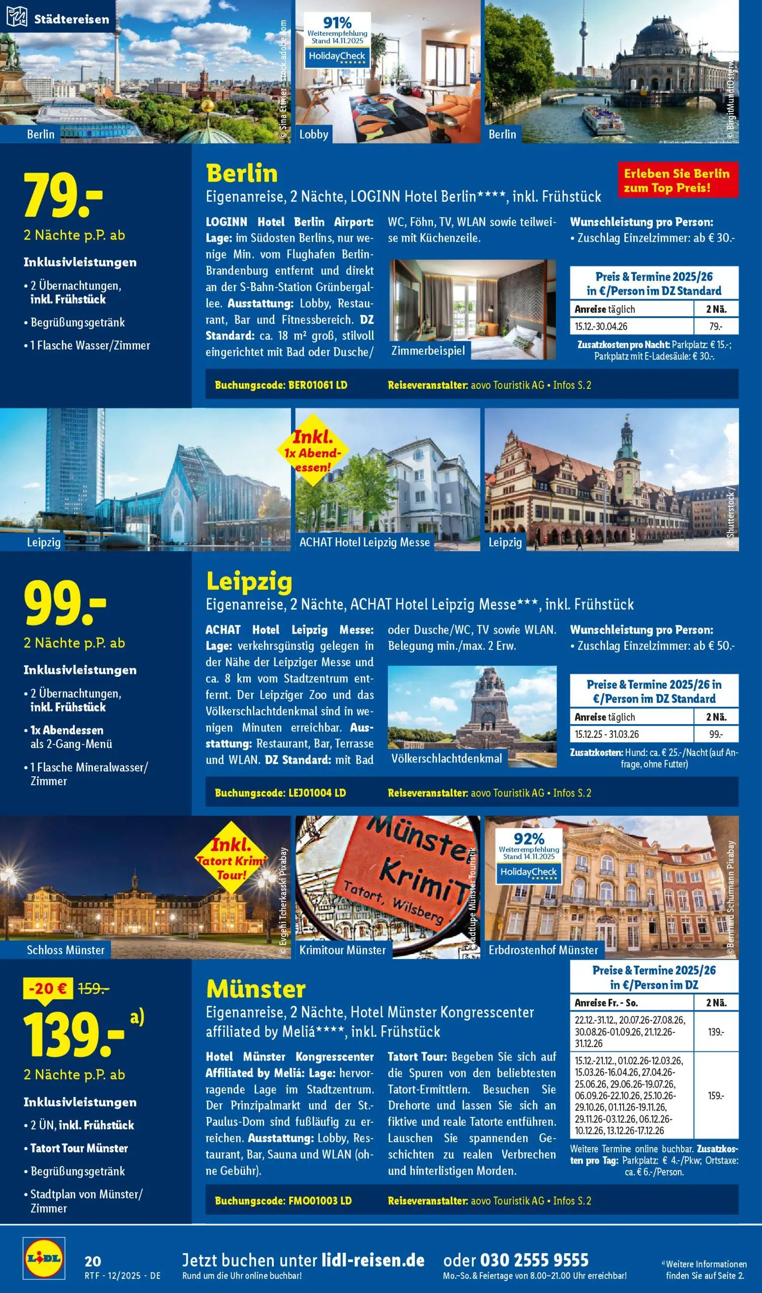 Lidl Reisen Dezember/Januar Reise-Highlights – gültig ab 12.12.2025 | Seite: 20 | Produkte: Top, Bad, Uhr, TV