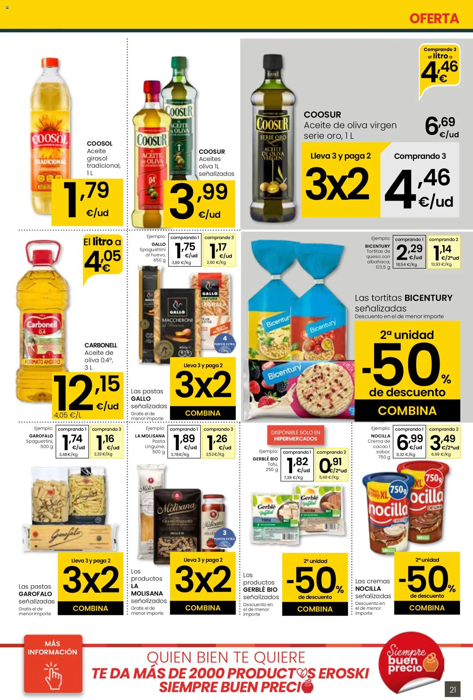 Eroski - 3x2  │ válido desde el 30.10.2025 | Página: 21 | Productos: Pasta, Crema, Té, Aceite de oliva