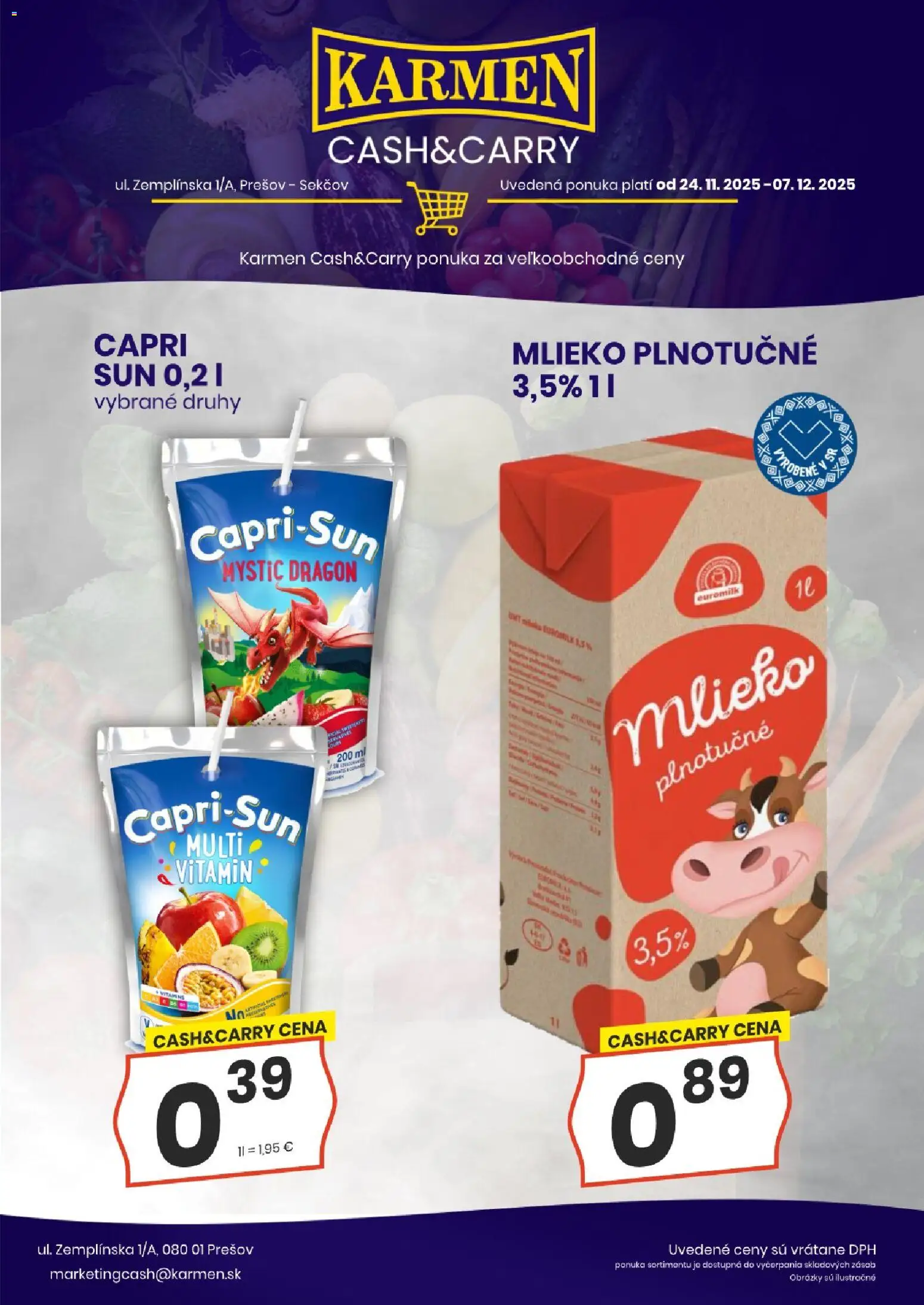 Nové KARMEN CBA akcie – leták je platný od 24.11.2025 | Strana: 7 | Produkty: Mlieko