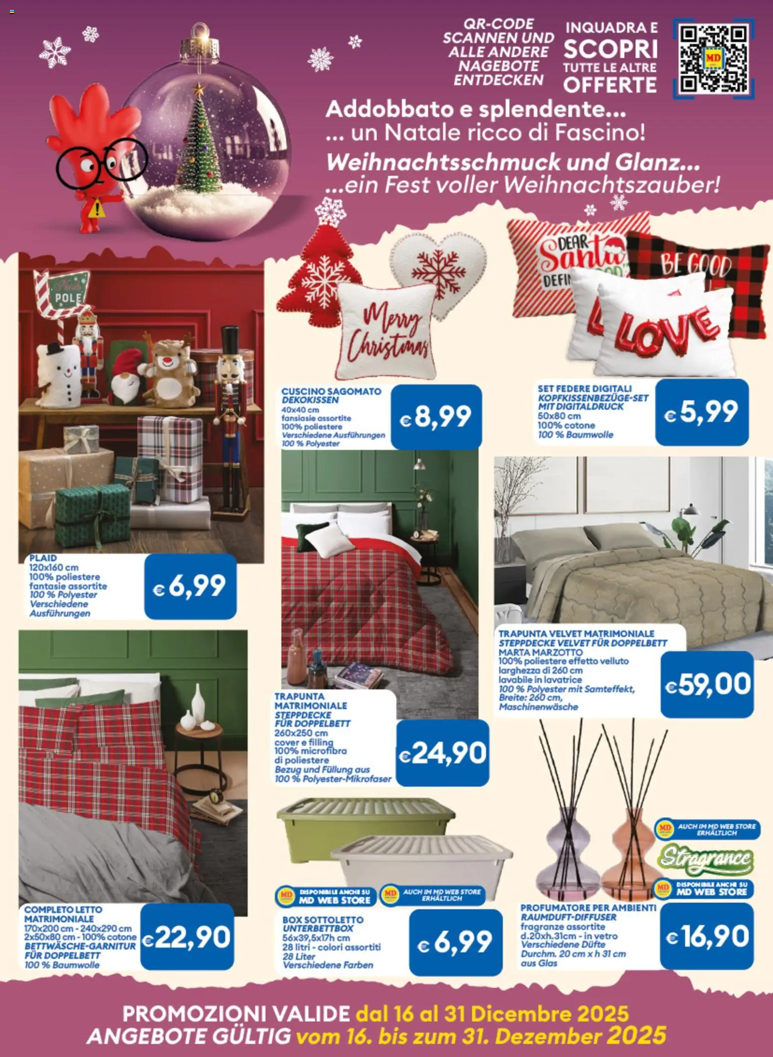 Volantino MD Discount del 16.12.2025 | Pagina: 19 | Prodotti: Plaid, Trapunta, Lavatrice, Letto