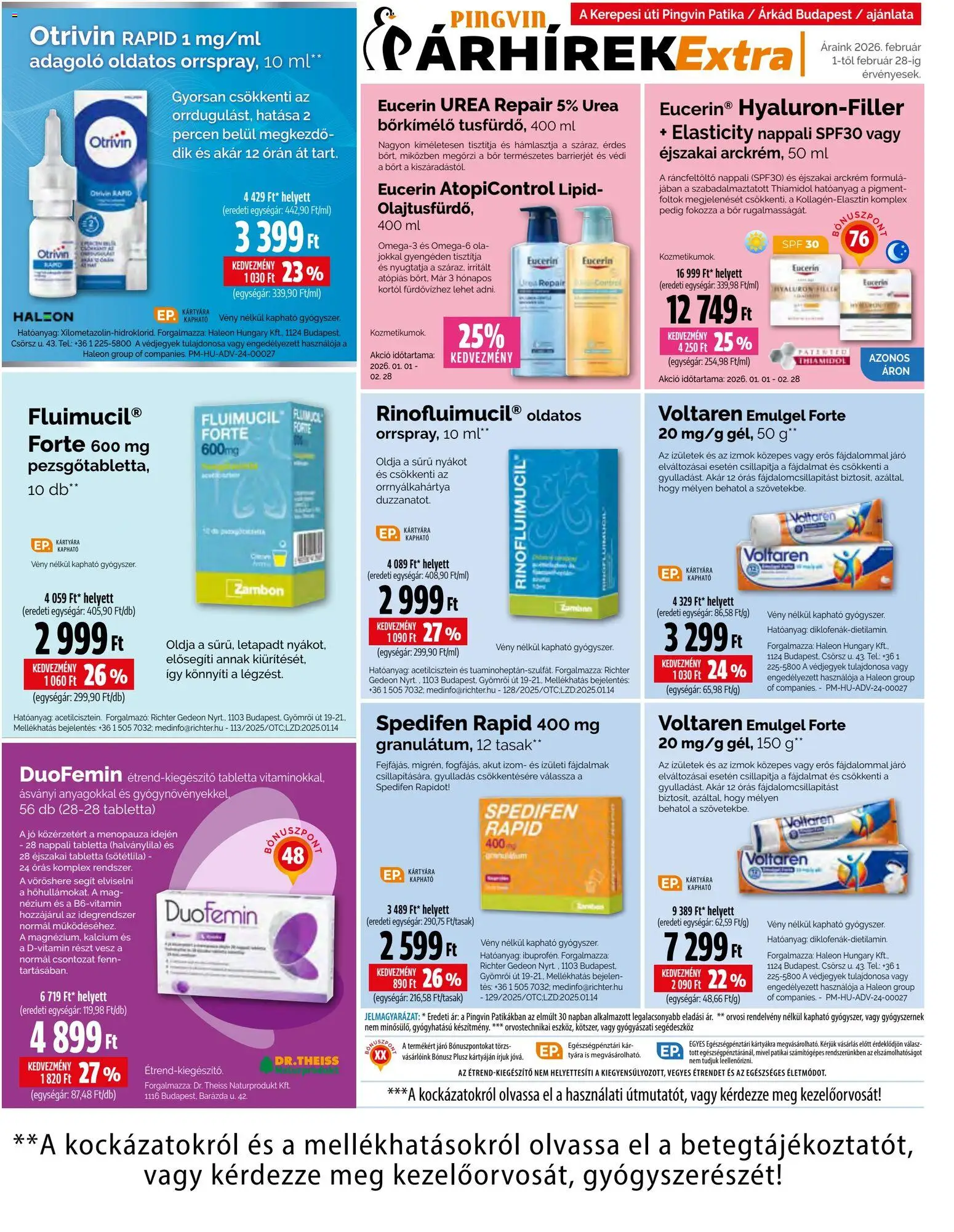 Pingvin Patika akciós ujság - amely érvényes a következő dátumtól: 01.02.2026 | Oldal: 11 | Termékek: Arckrém, Bor