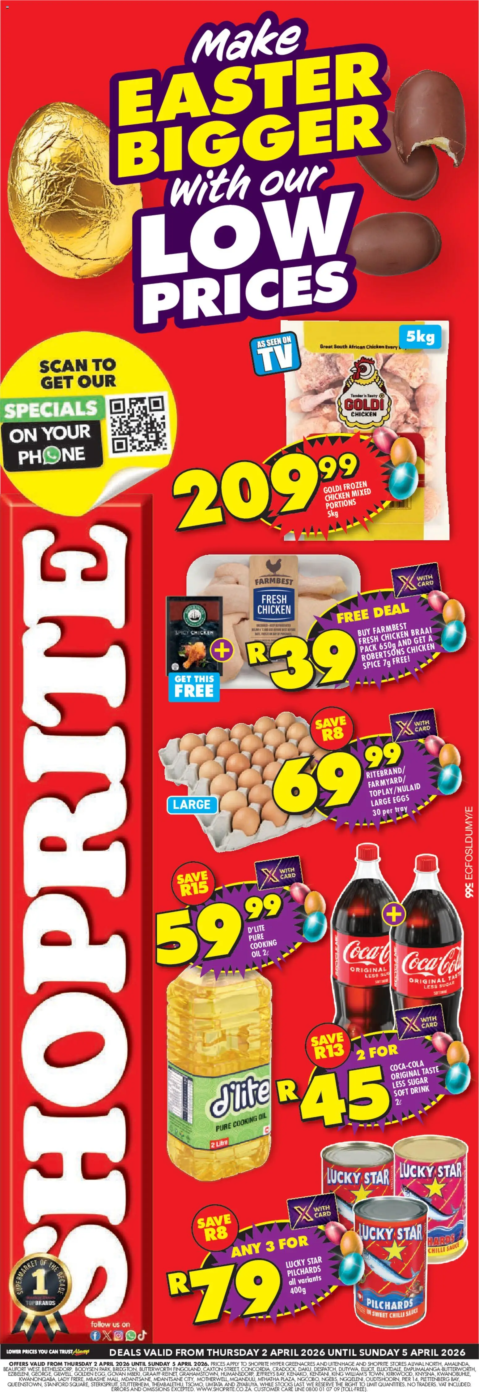 New Shoprite catalogue – valid from 02.04.2026 | Page: 1 | Products: Pilchards, Phone, Oil, Sauce