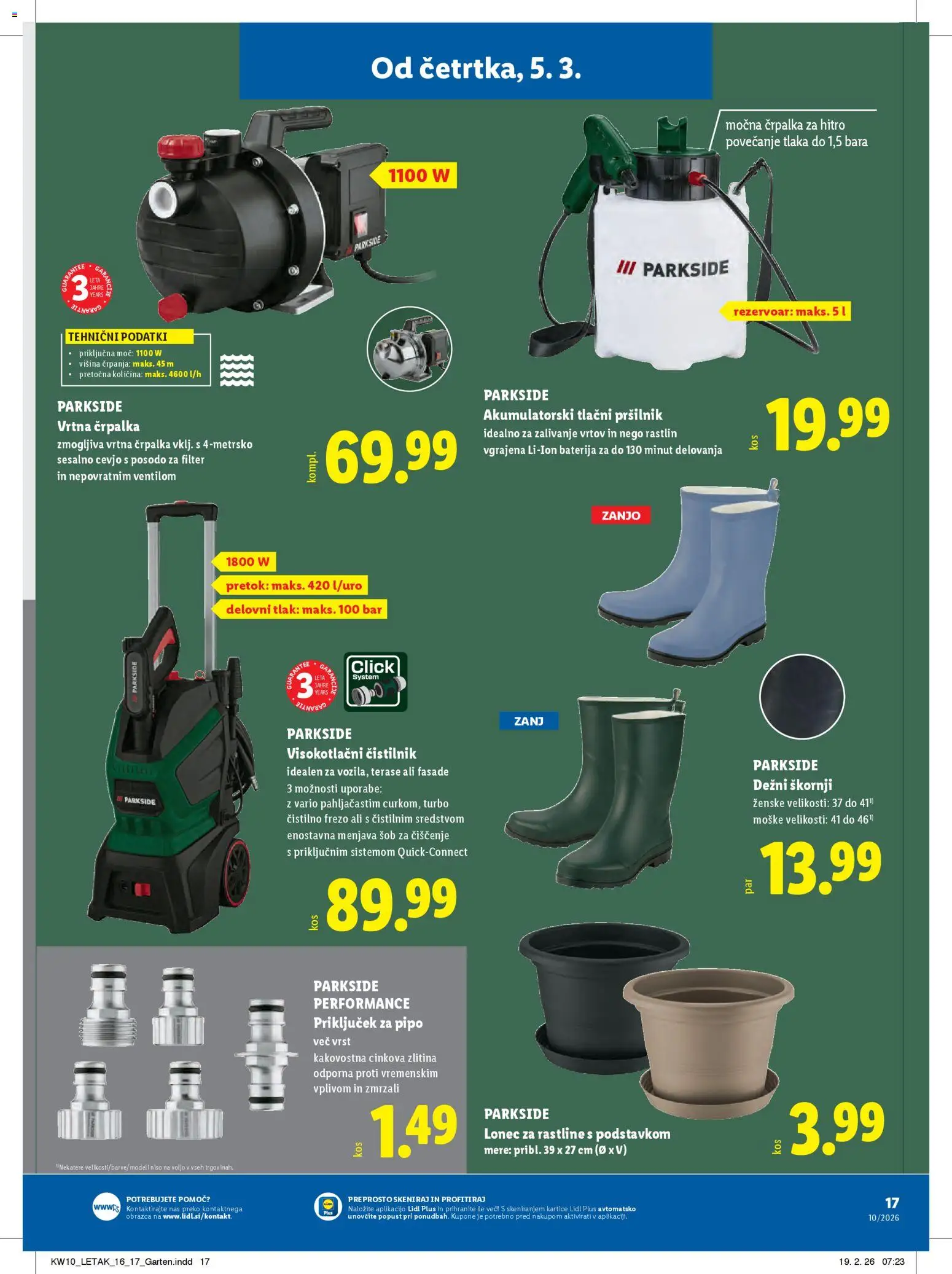 Novi Lidl katalog ponudbe – veljaven od 05.03.2026 | Stran: 41 | Izdelki: Baterija, Črpalka, Škornji, Visokotlačni čistilnik
