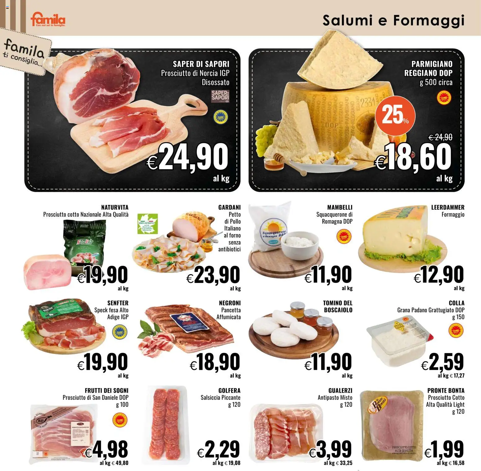 Volantino Famila del 27.11.2025 | Pagina: 10 | Prodotti: Prosciutto, Grana Padano, Forno, Tomino