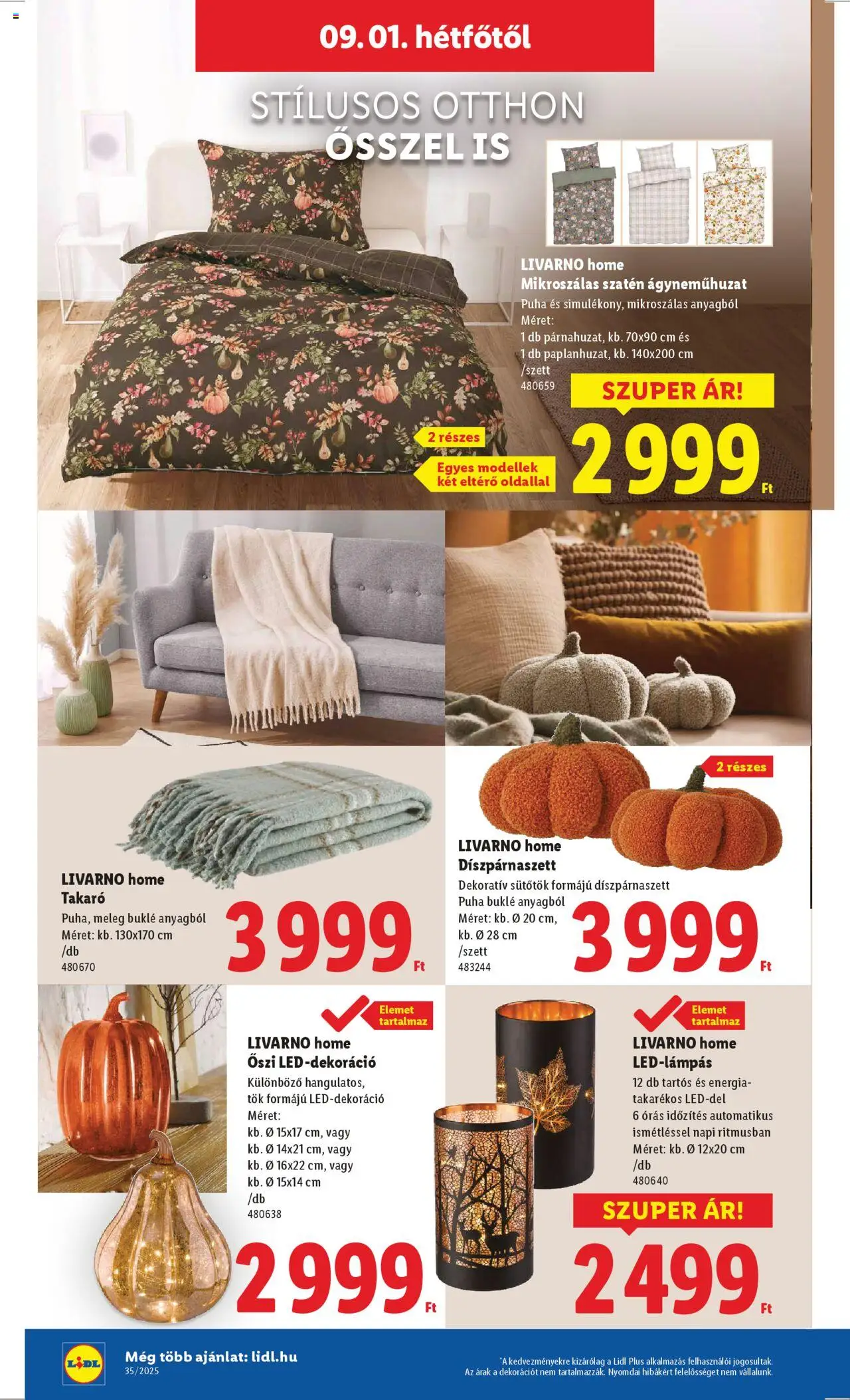 Lidl akciós ujság - amely érvényes a következő dátumtól: 28.08.2025 | Oldal: 12 | Termékek: Sütőtök, Tök, Takaró, Ágyneműhuzat
