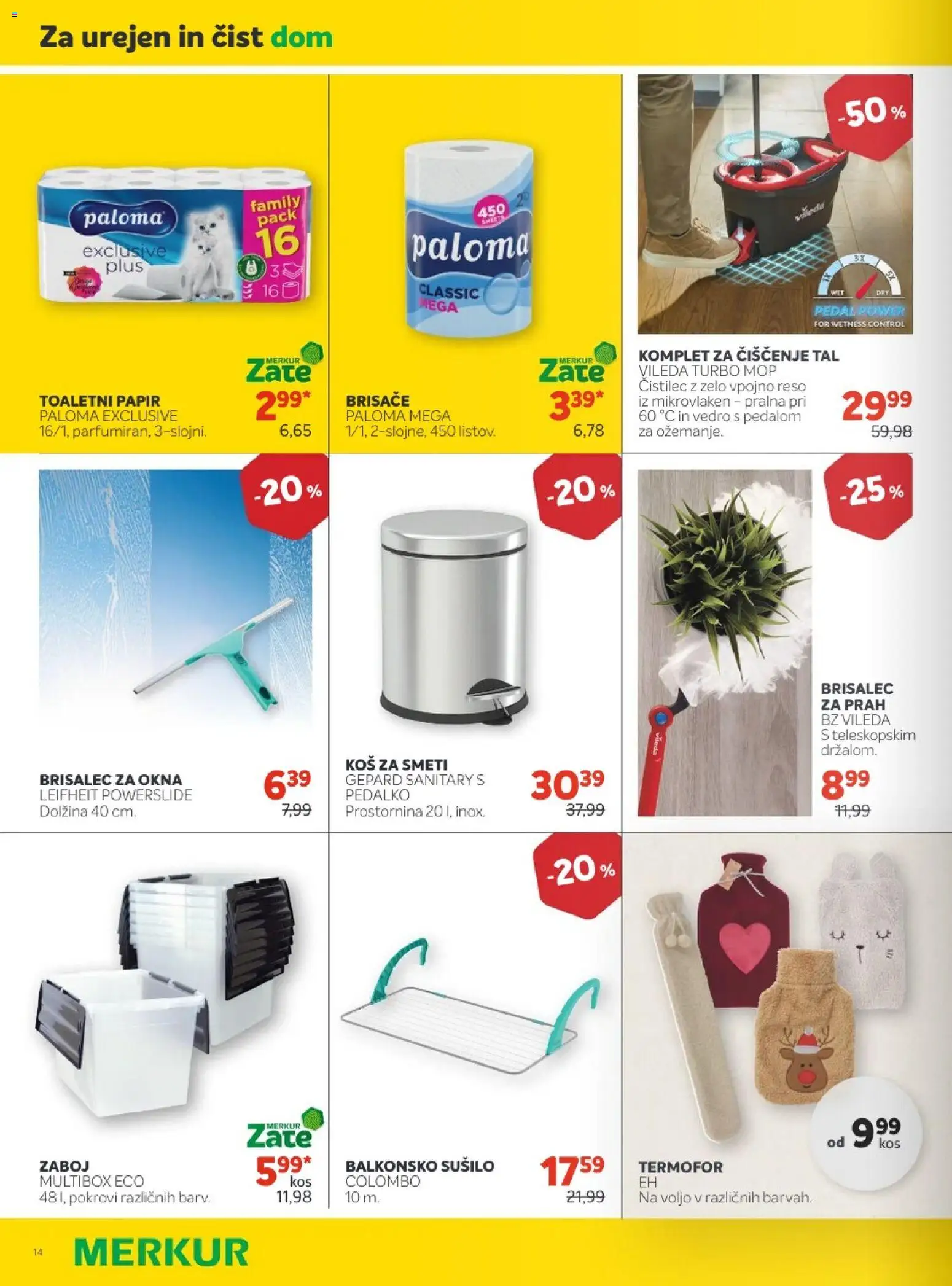 Novi Merkur katalog ponudbe – veljaven od 01.10.2025 | Stran: 36 | Izdelki: Toaletni papir, Kos, Koš za smeti, Zaboj
