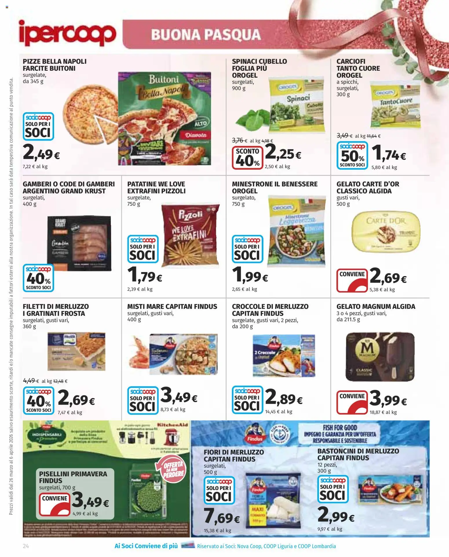 Volantino Ipercoop del 26.03.2026 | Pagina: 24 | Prodotti: Merluzzo, Gamberi, Patatine, Gelato