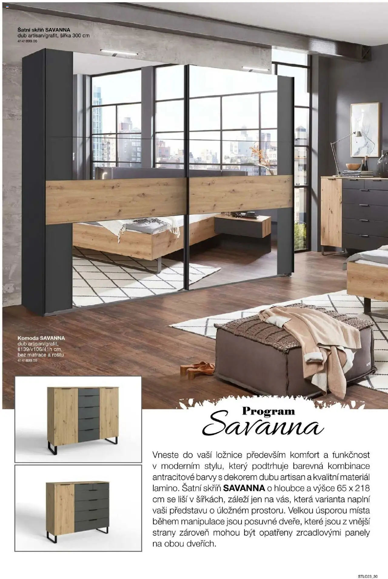 Sconto nábytek katalog - Ložnice od 01.01.2025 | Strana: 30 | Produkty: Matrace, Šatní skříň, Komoda, Skříň