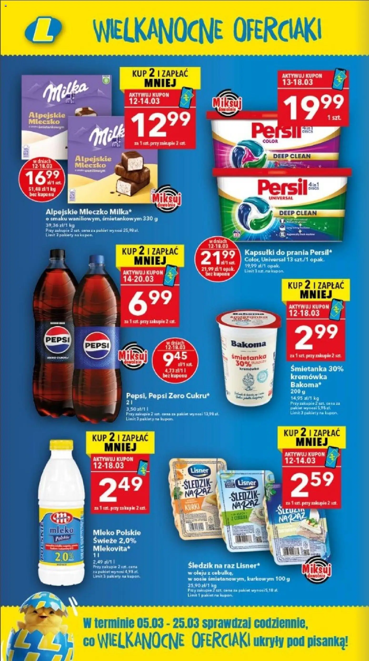Lewiatan gazetka - Legnica od 12.03.2026 | Strona: 8 | Produkty: Persil, Pepsi, Milka, Mleko