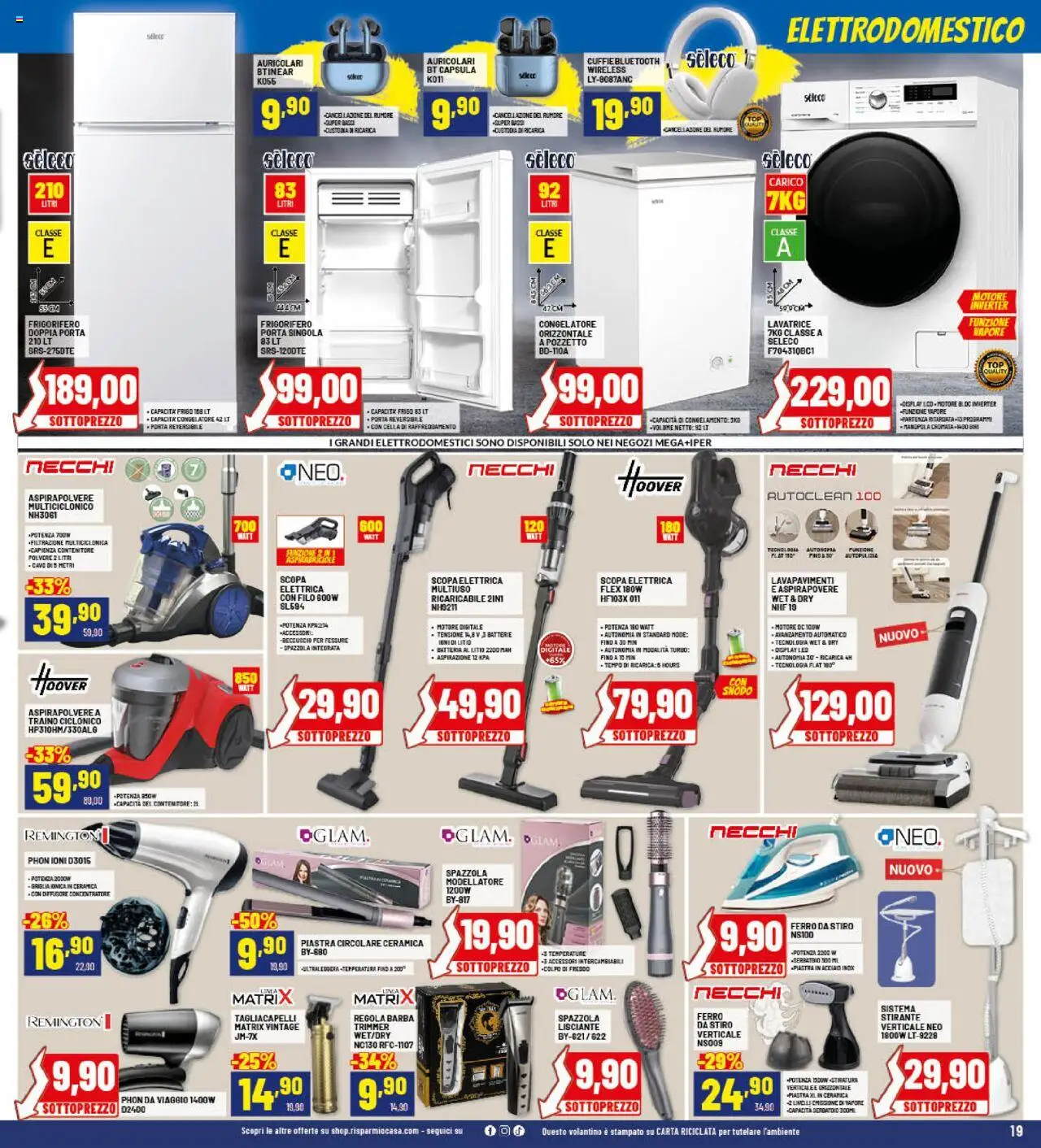 Volantino RisparmioCasa del 25.09.2025 | Pagina: 19 | Prodotti: Scopa elettrica, Congelatore, Ferro da stiro, Batterie