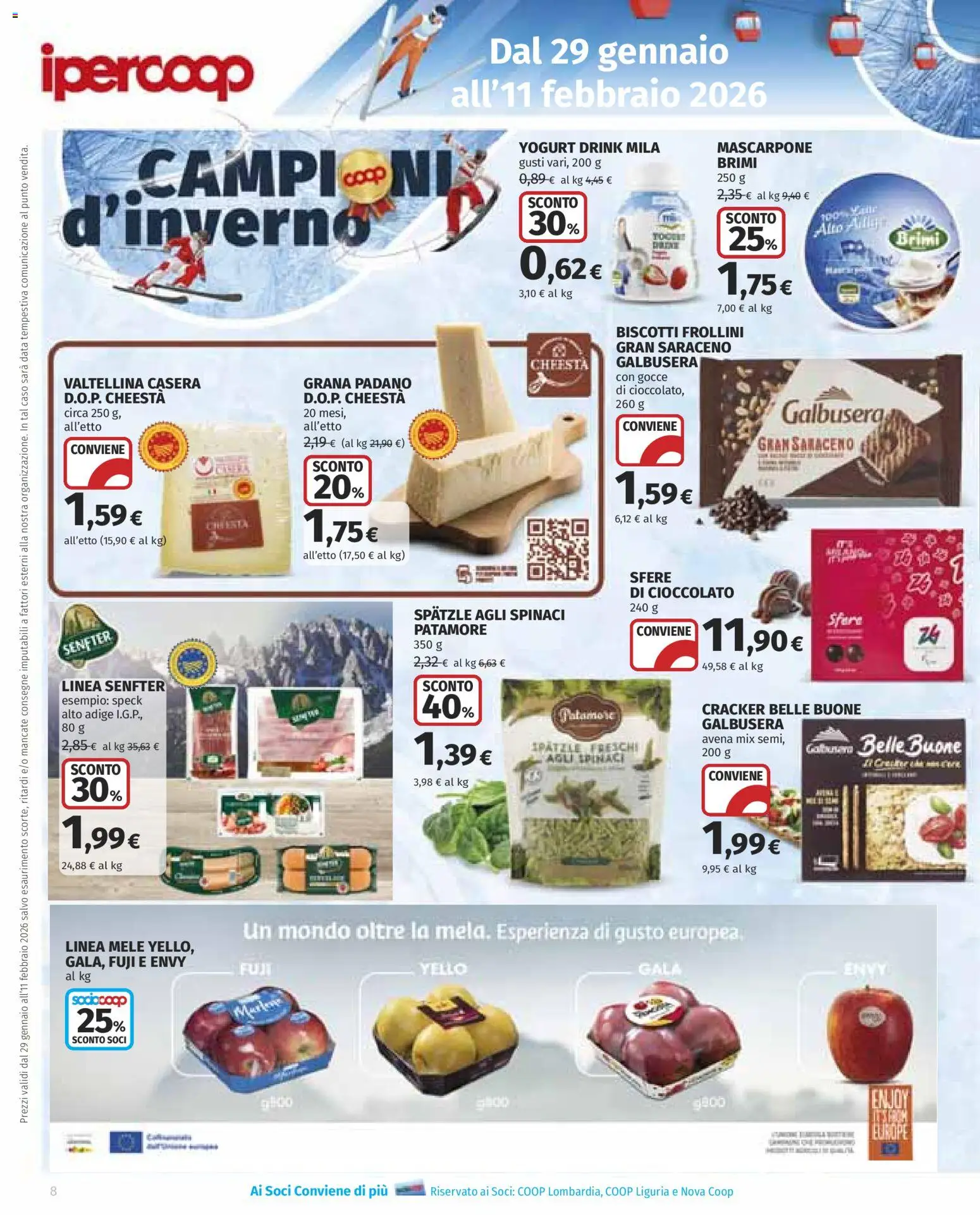 Volantino Ipercoop del 29.01.2026 | Pagina: 8 | Prodotti: Yogurt, Data, Grana Padano, Frollini