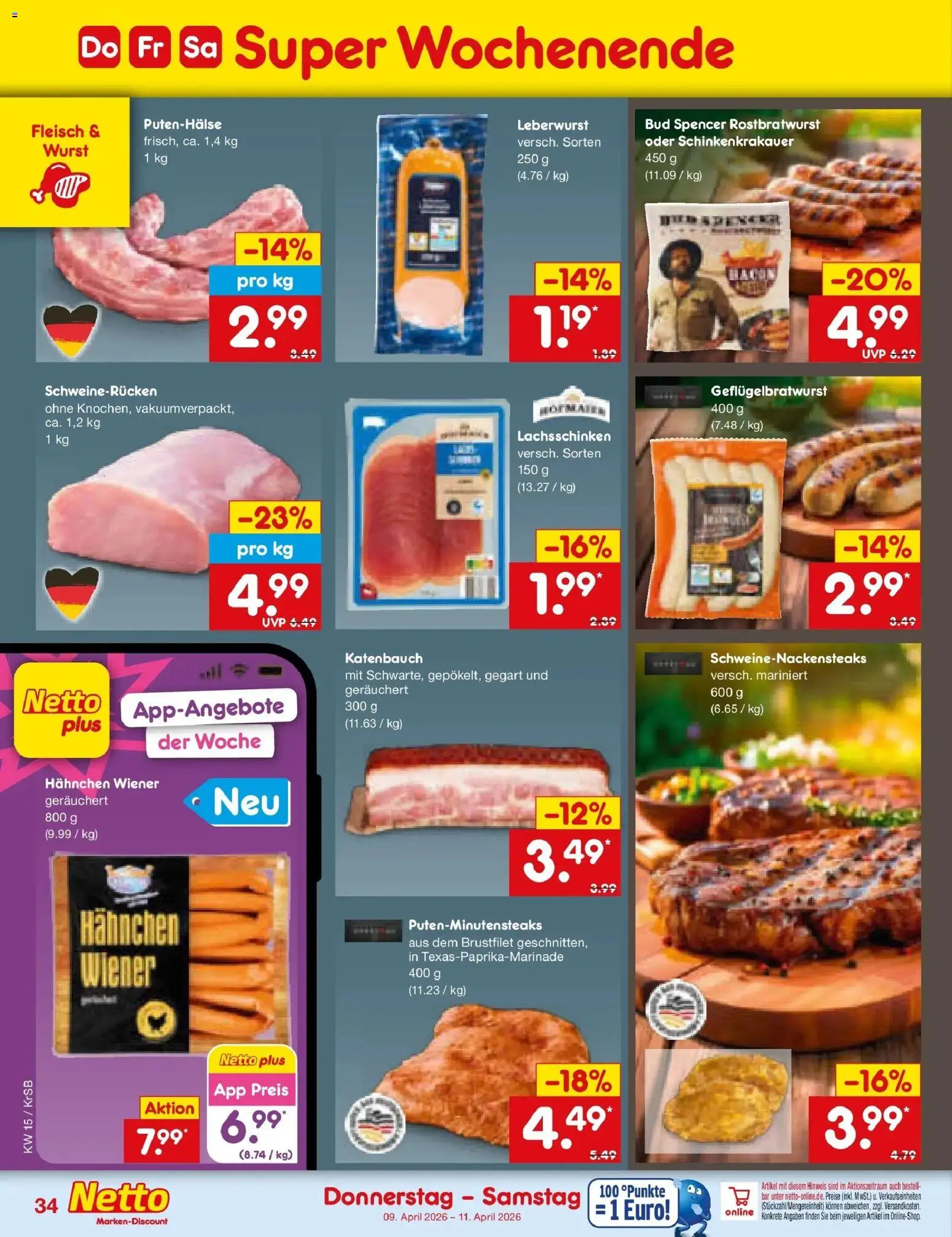Netto Marken-Discount Prospekt Jüchen	 – gültig ab 05.04.2026 | Seite: 50 | Produkte: Hahnchen, Wurst, Schweinerucken, Fleisch