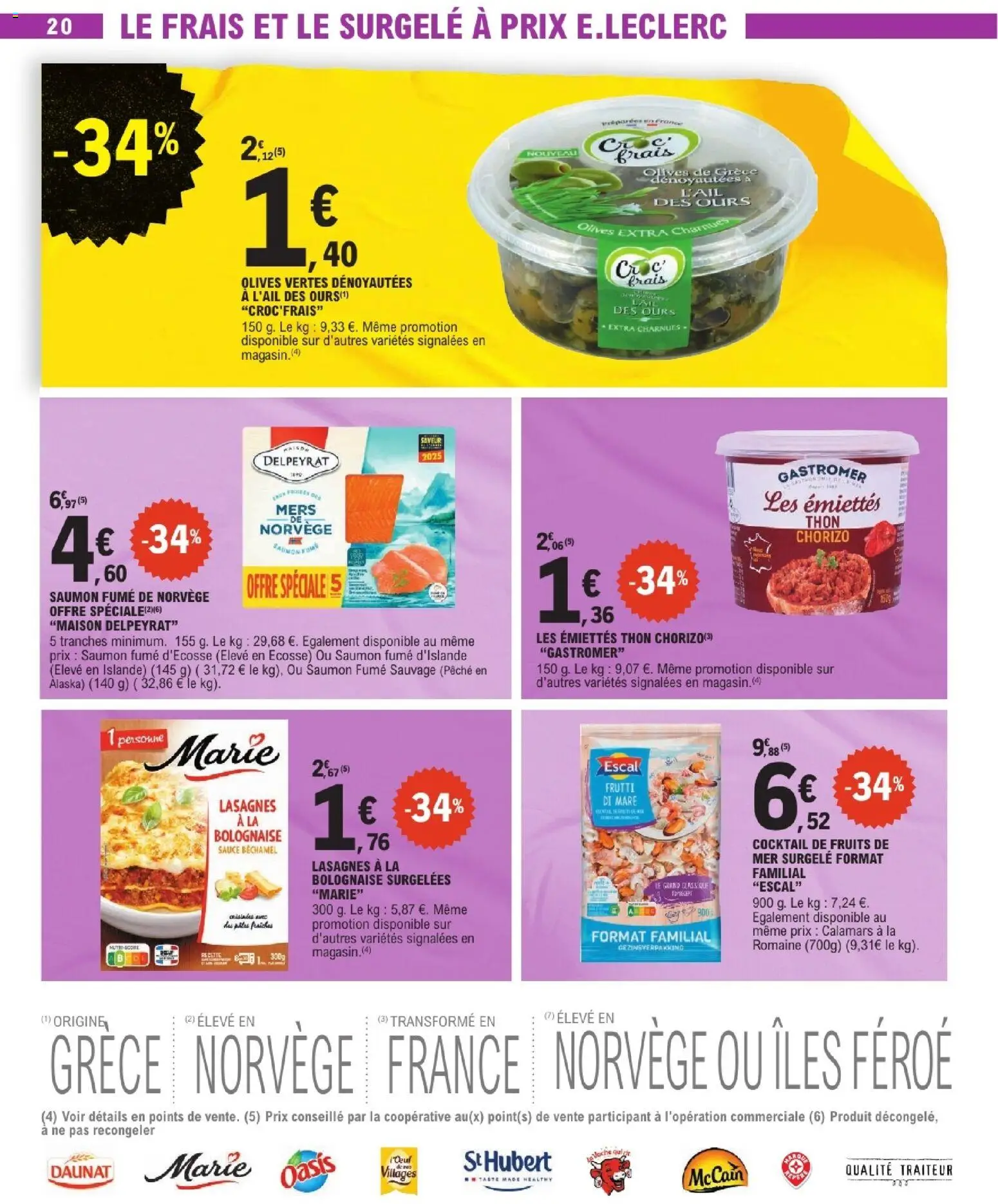 {H1} | Page: 20 | Produits: Olives, Saumon fumé, Thon, Lasagnes