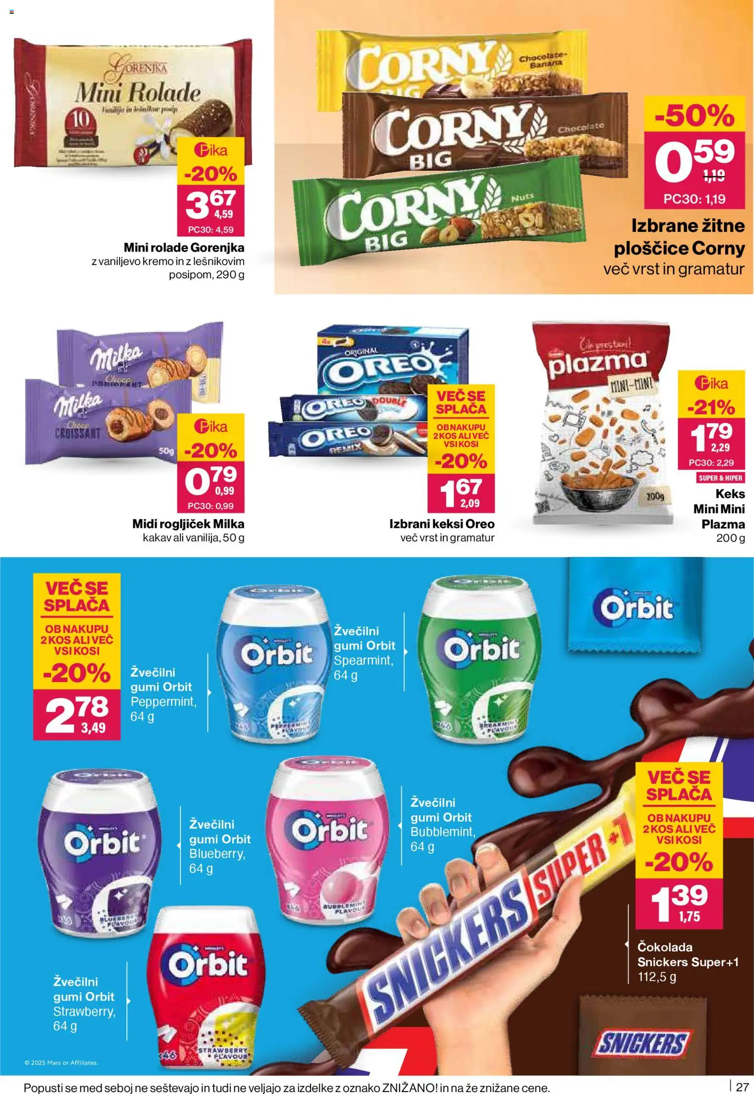 Novi Mercator katalog ponudbe – veljaven od 22.01.2026 | Stran: 27 | Izdelki: Keksi, Žvečilni gumi, Kos, Cokolada