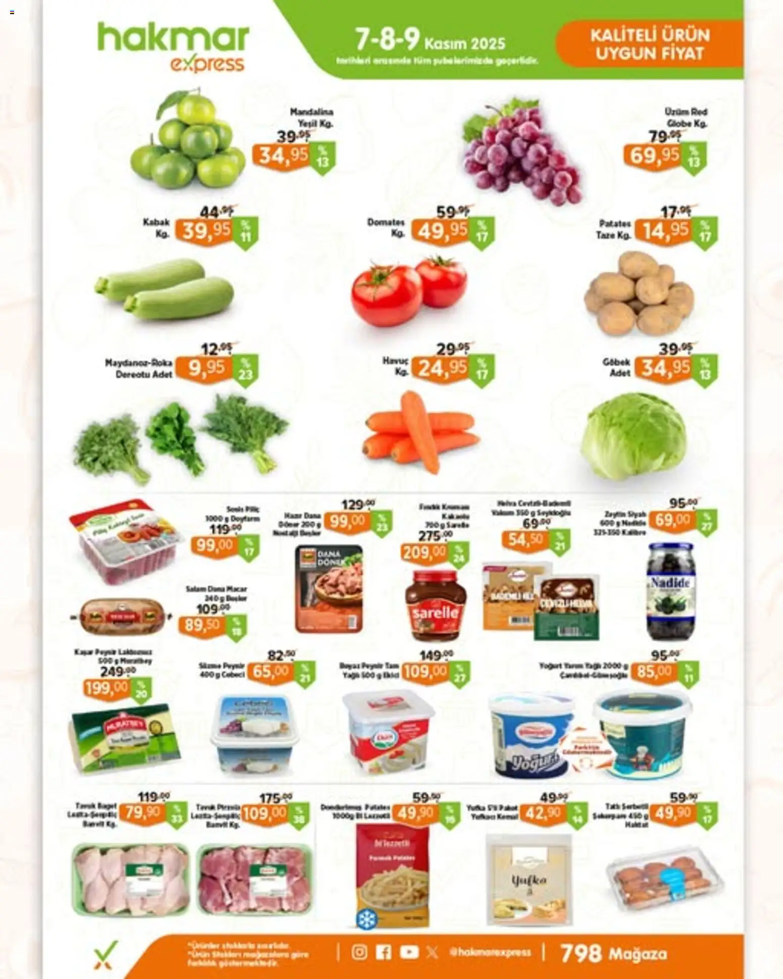 Hakmar Express Hafta Sonu Fırsatları - 07.11.2025 tarihinden itibaren geçerlidir | Sayfa: 1 | Ürünler: Domates, Mandalina, Havuç, Patates