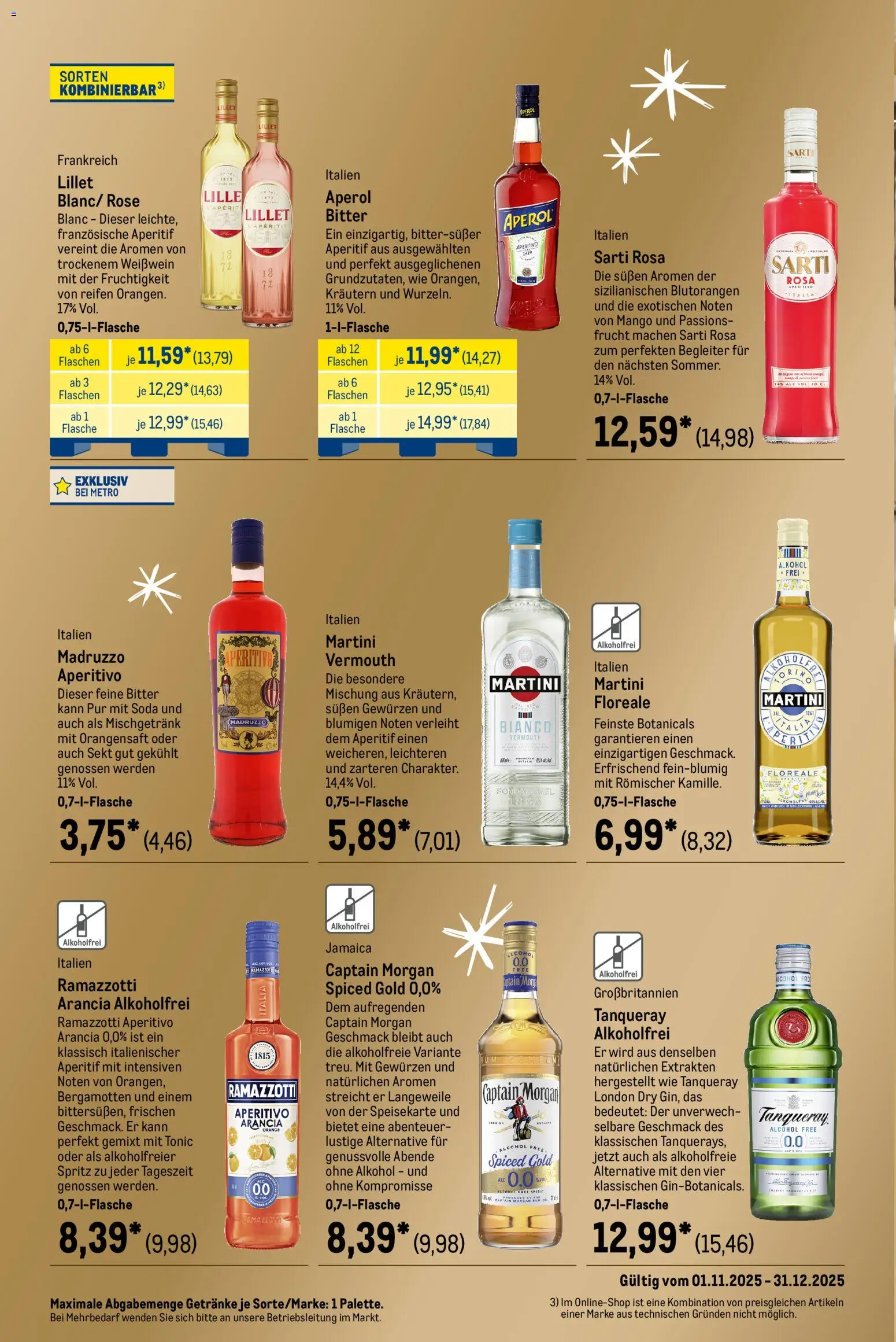 Metro Saisonkatalog Festliche Momente – gültig ab 01.11.2025 | Seite: 45 | Produkte: Orangensaft, Lillet, Mango, Aperol