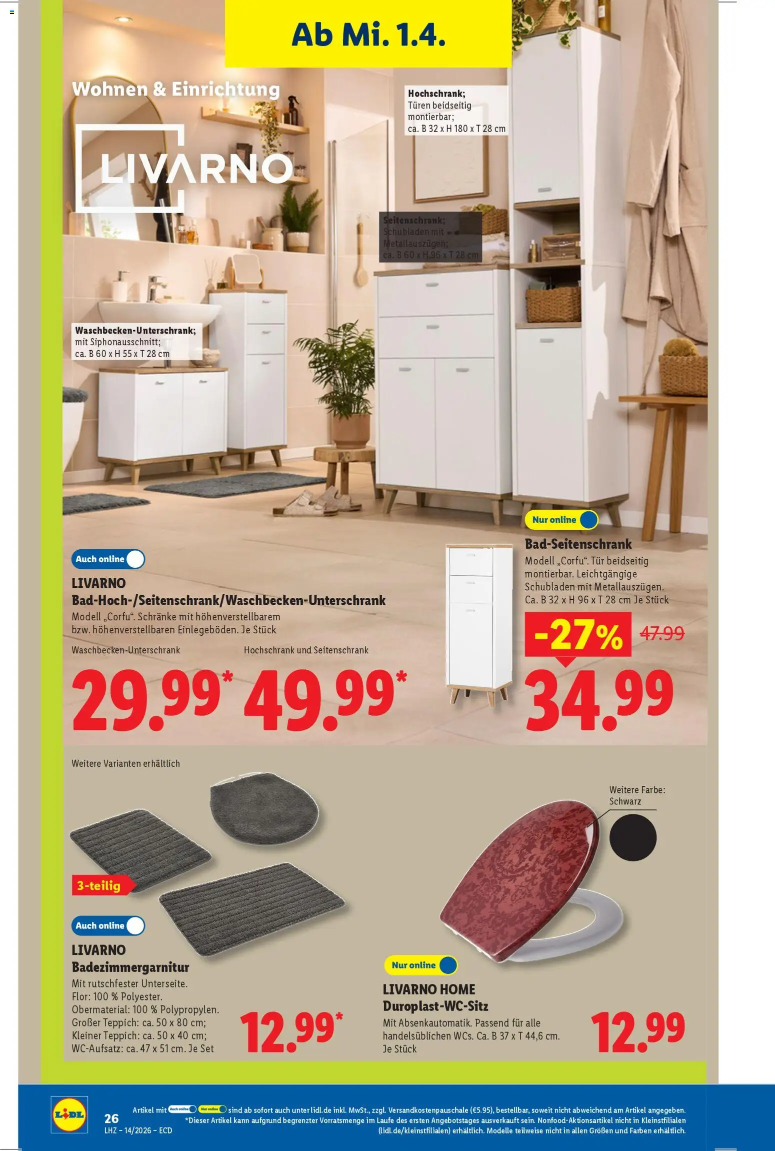 Lidl Prospekt – gültig ab 30.03.2026 | Seite: 20 | Produkte: Teppich, Tür, Hochschrank