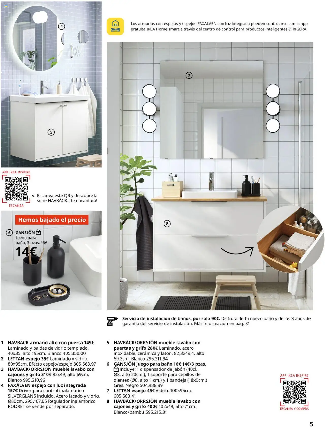 Catálogo IKEA Baños │ válido desde el 04.02.2025 | Página: 5 | Productos: Dispensador de jabón, Té, Lavabo, Espejo