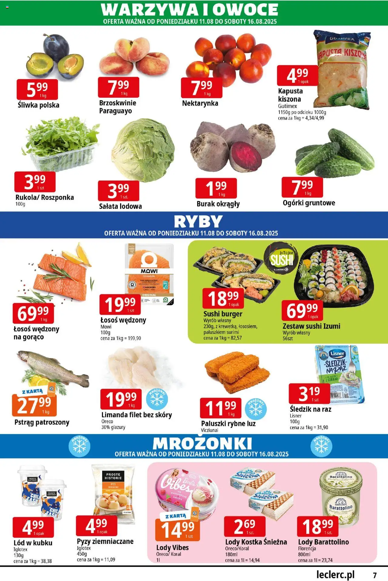 E.Leclerc Gazetka - Radom od 11.08.2025 | Strona: 7 | Produkty: Surimi, Łosoś, Paluszki, Ryby