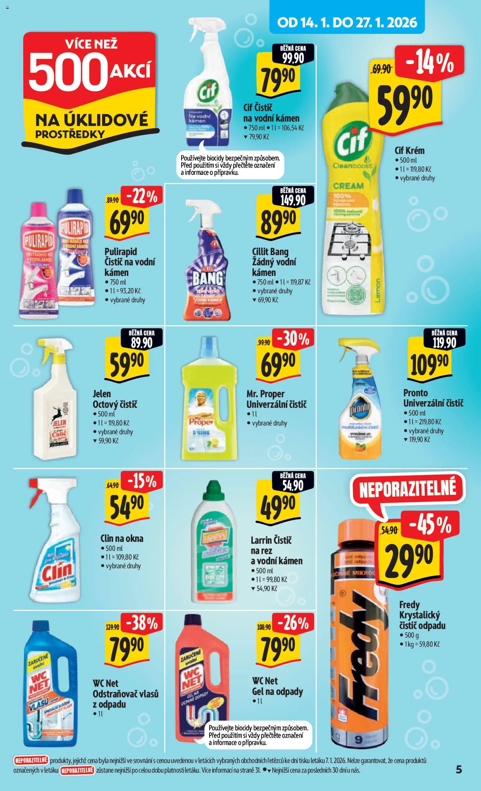 Albert leták - Hypermarket od 14.01.2026 | Strana: 10 | Produkty: Clin, Cif, Čistič odpadů, Wc