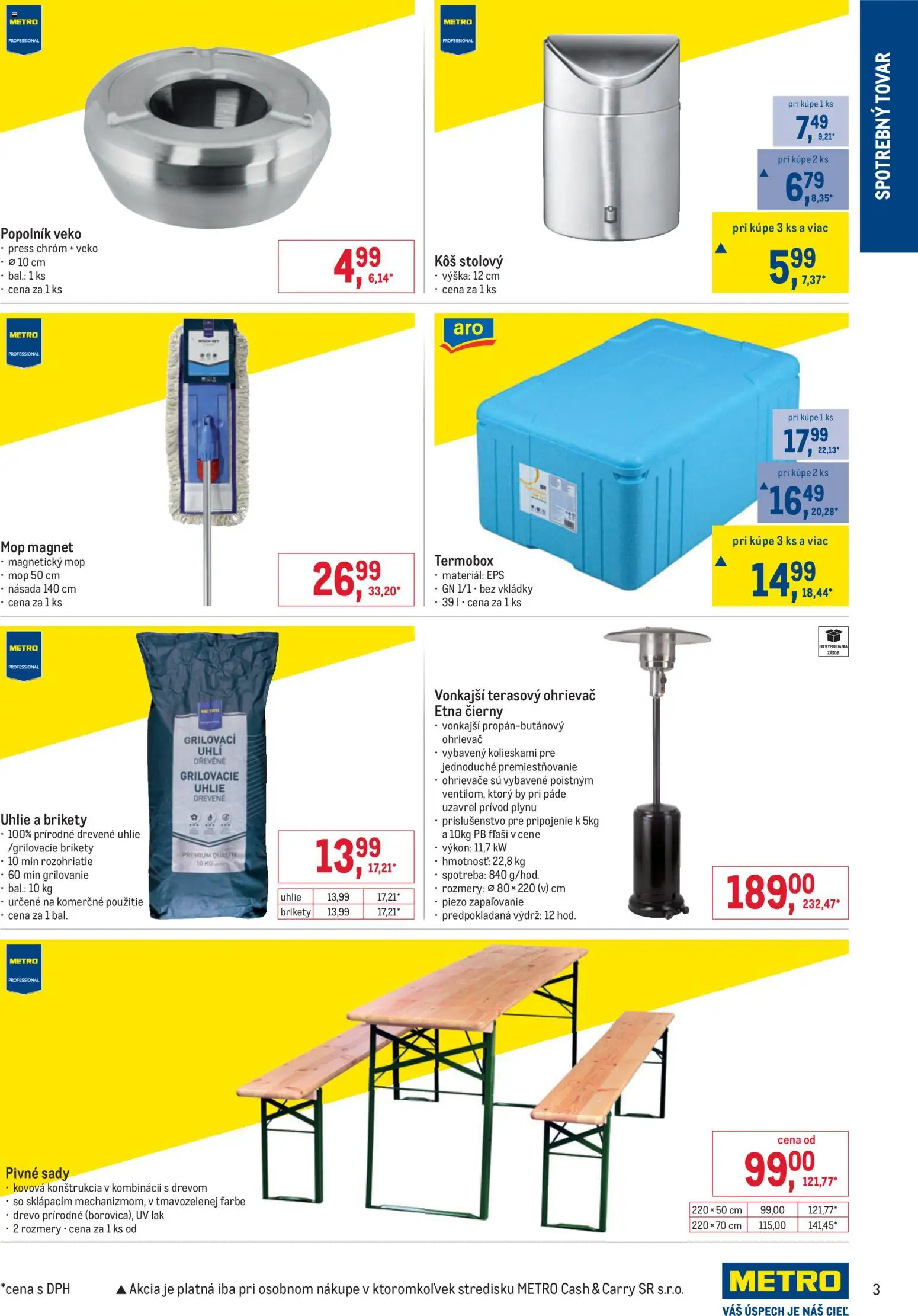 Nové Metro akcie – leták je platný od 28.01.2026 | Strana: 3 | Produkty: Ohrievač, Kôš, Drevené uhlie, Brikety