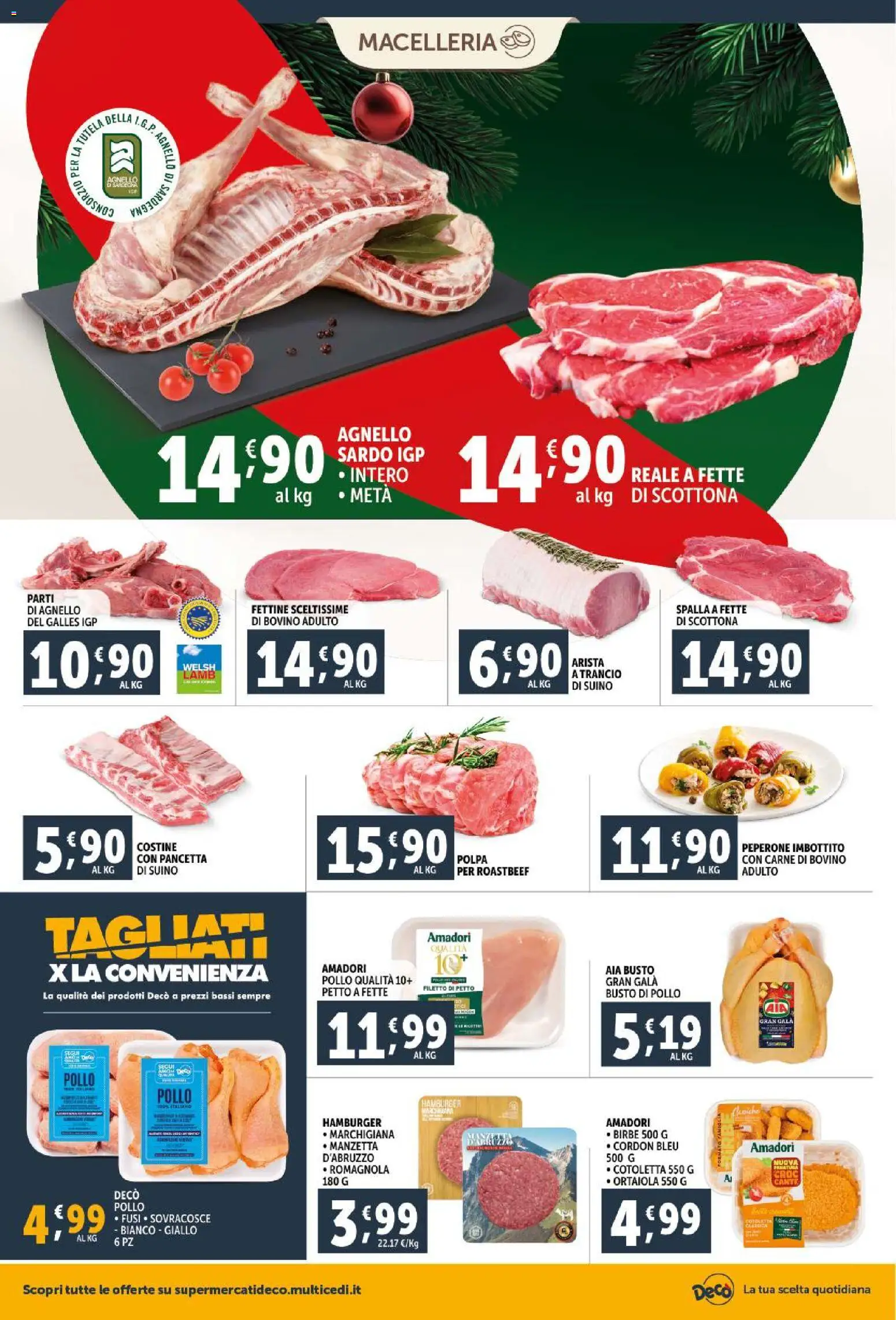 Volantino Decò del 15.12.2025 | Pagina: 12 | Prodotti: Bovino, Pancetta, Agnello, Hamburger