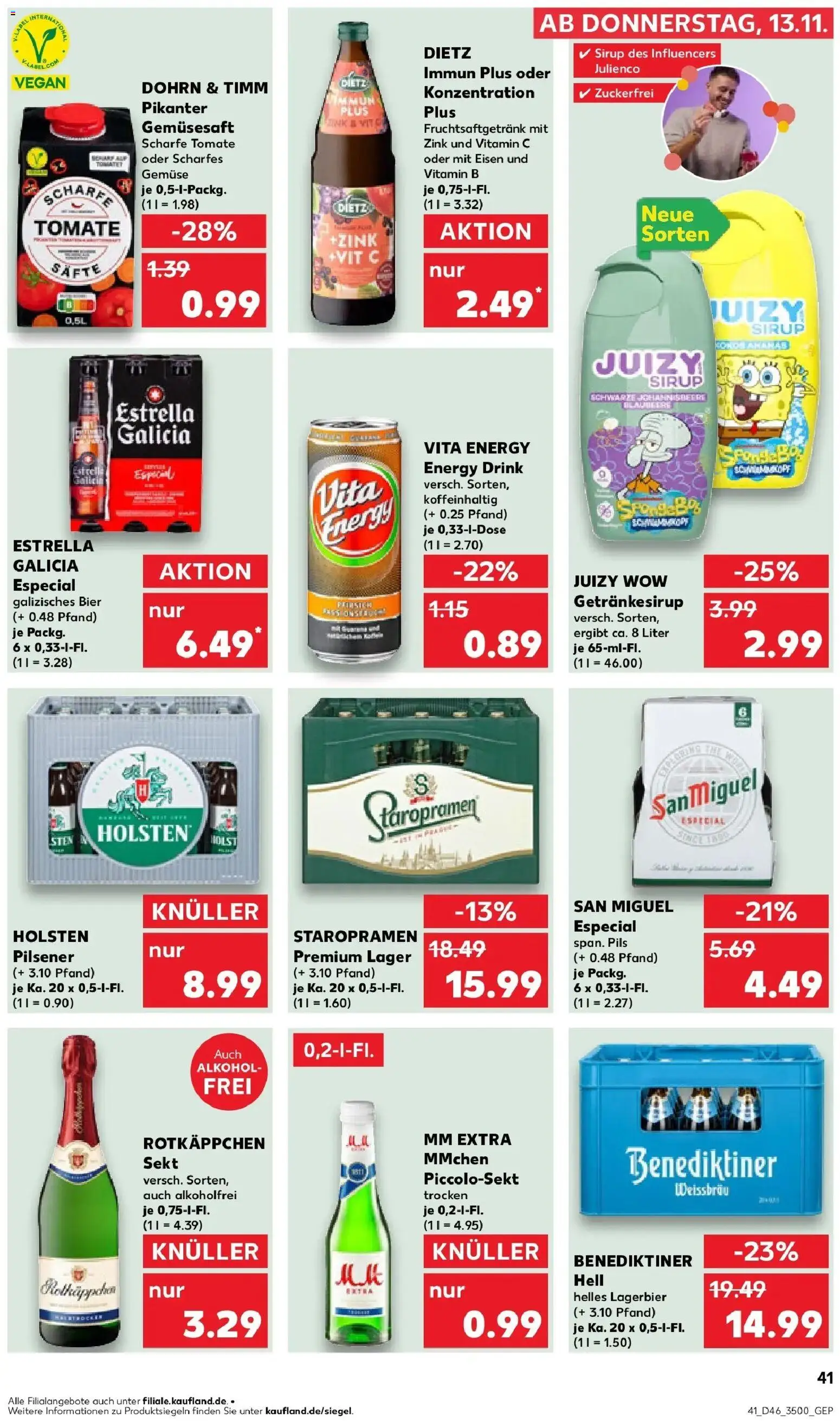Kaufland prospekt Neubrandenburg	 – gültig ab 13.11.2025 | Seite: 41 | Produkte: Bier, Sekt, Pils, Sirup