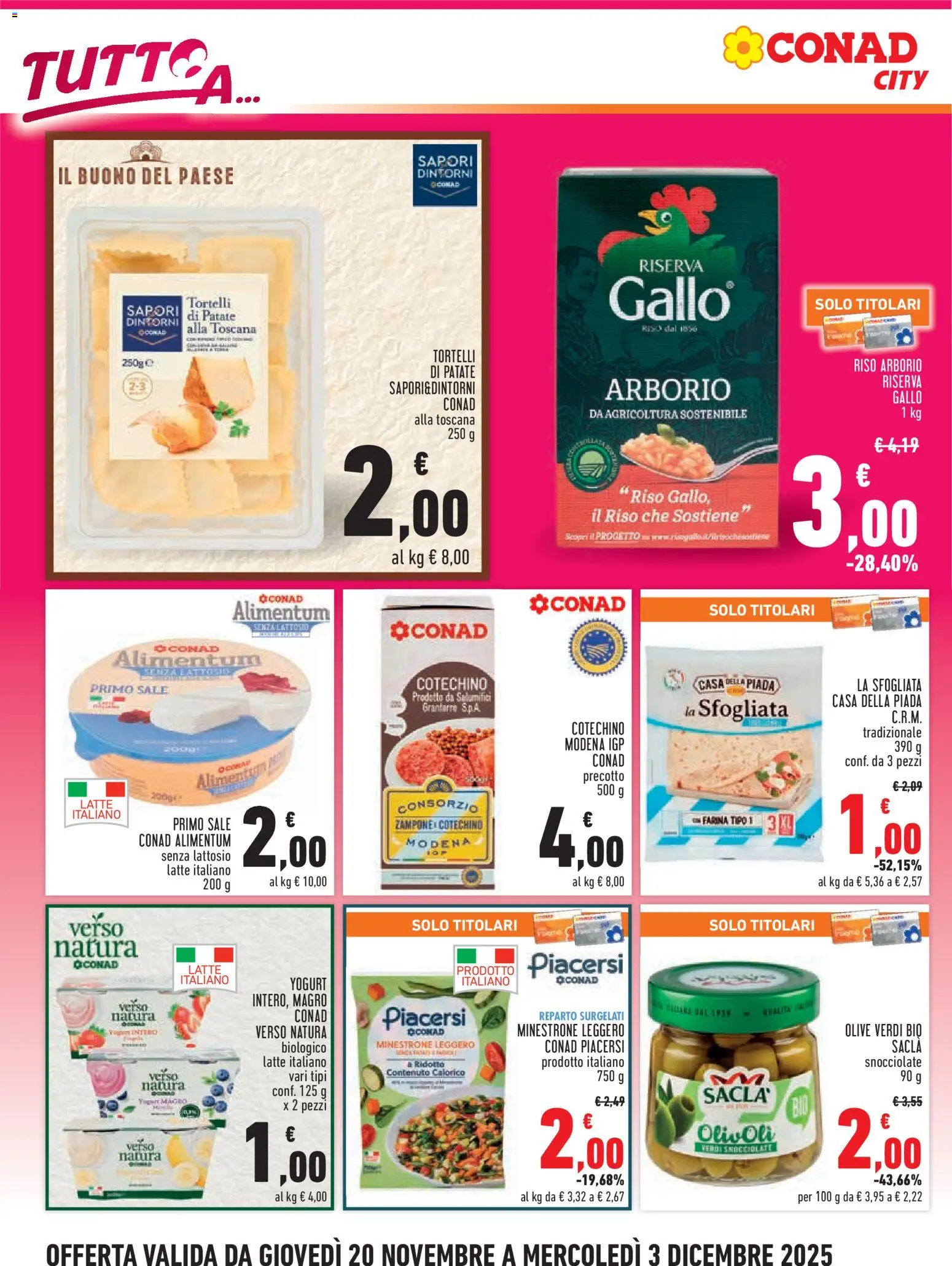 Volantino Conad del 20.11.2025 | Pagina: 2 | Prodotti: Yogurt, Riso, Patate, Cotechino