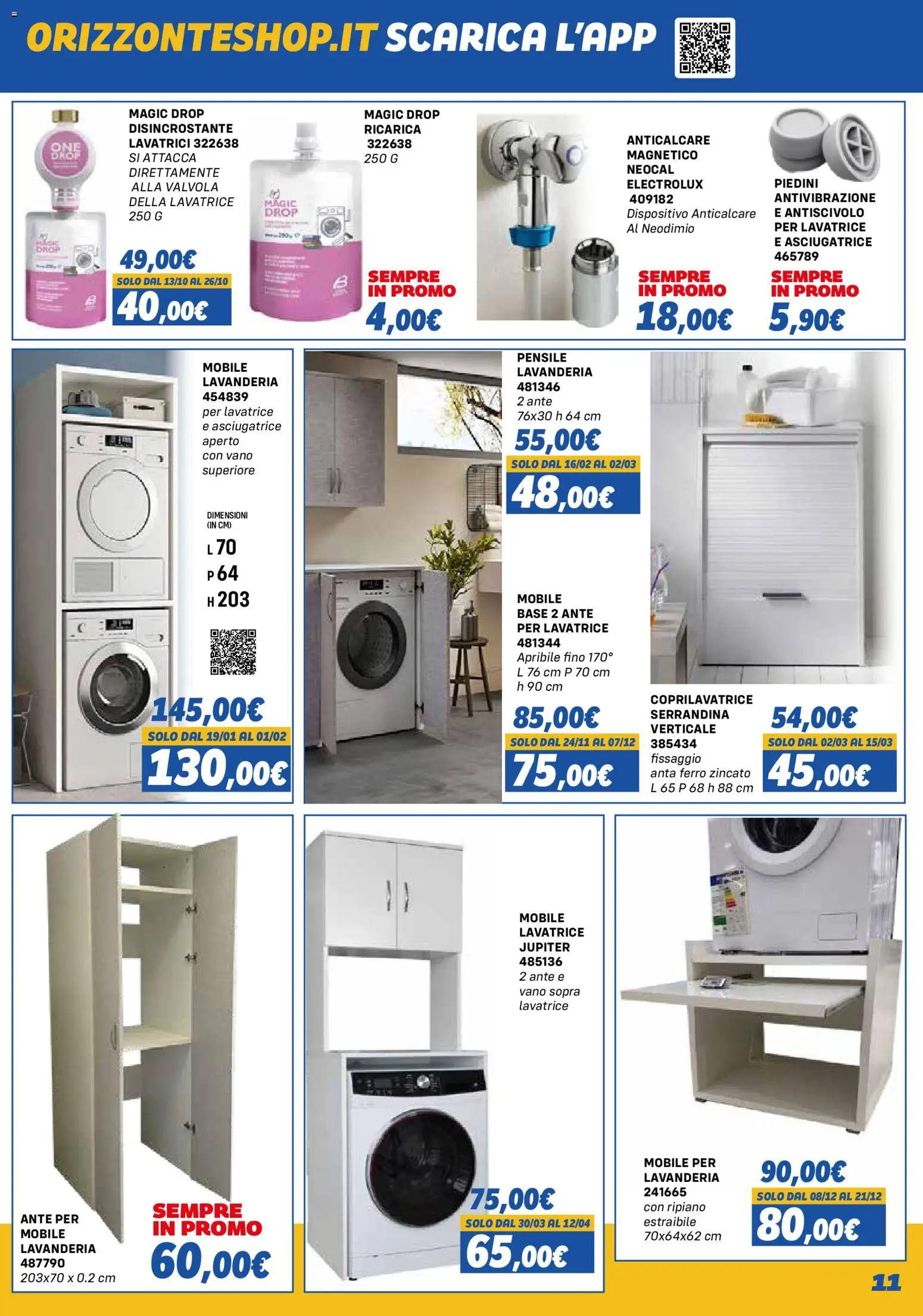 Volantino Orizzonte del 01.11.2025 | Pagina: 11 | Prodotti: Ripiano, Anticalcare, Lavatrice, Asciugatrice