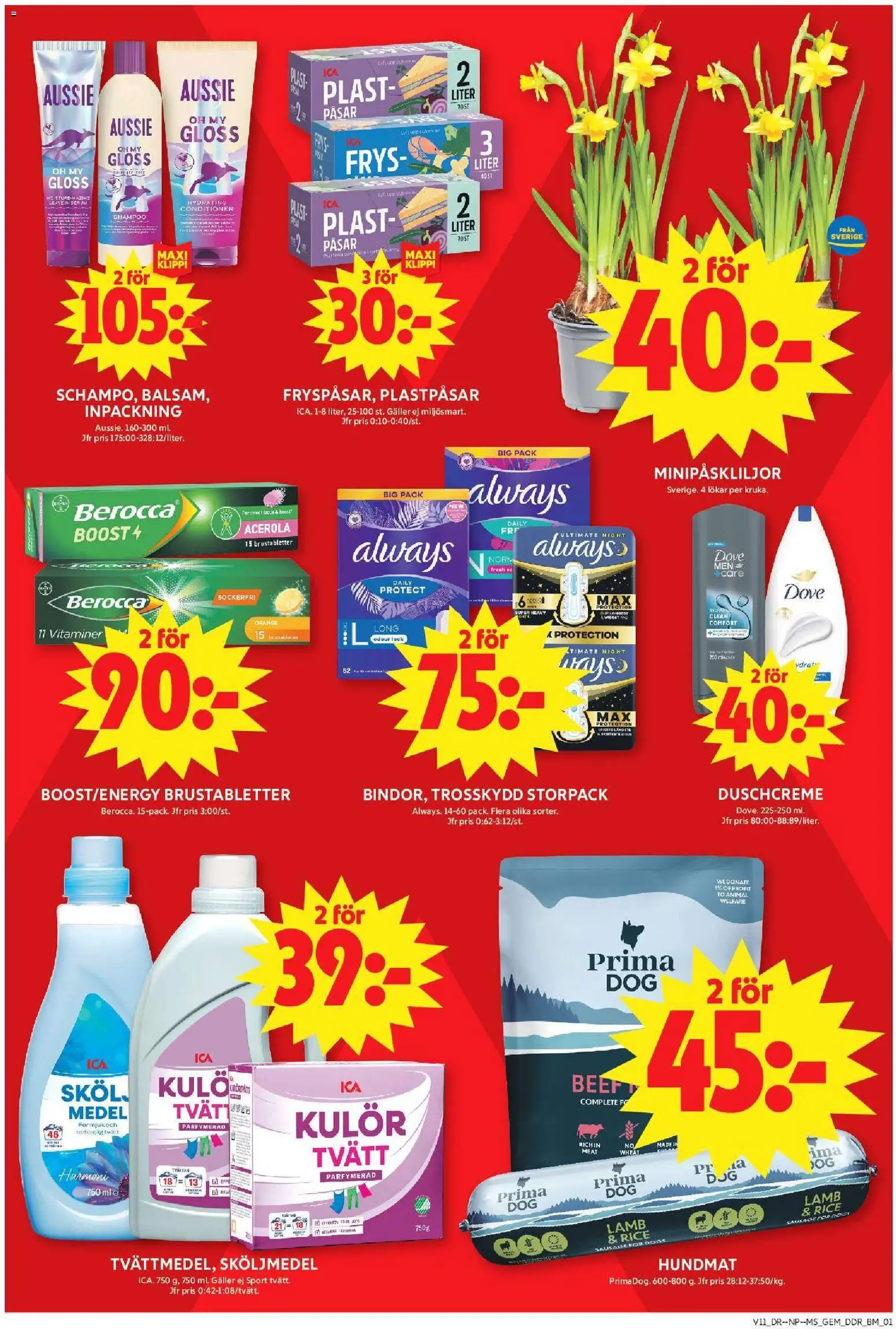 ICA Maxi reklamblad aktuell från 09.03.2026 | Sida: 7 | Produkter: Gem, Sköljmedel, Hundmat, Frys