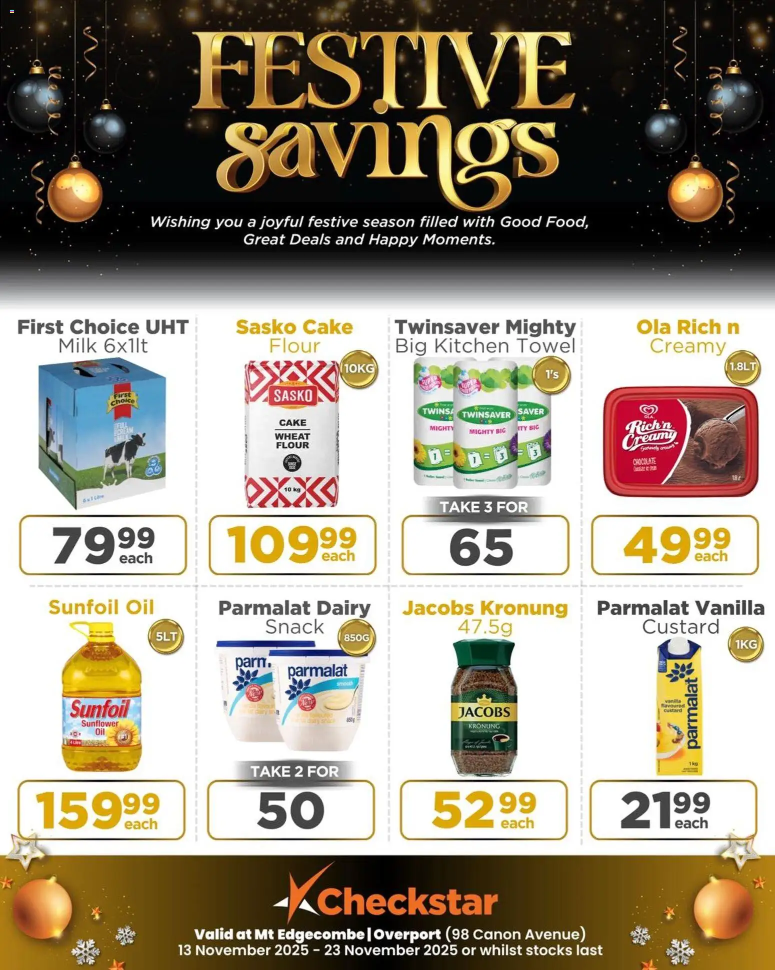 New Check Star catalogue – valid from 13.11.2025 | Page: 2 | Products: Flour, Milk, Oil, Chocolate