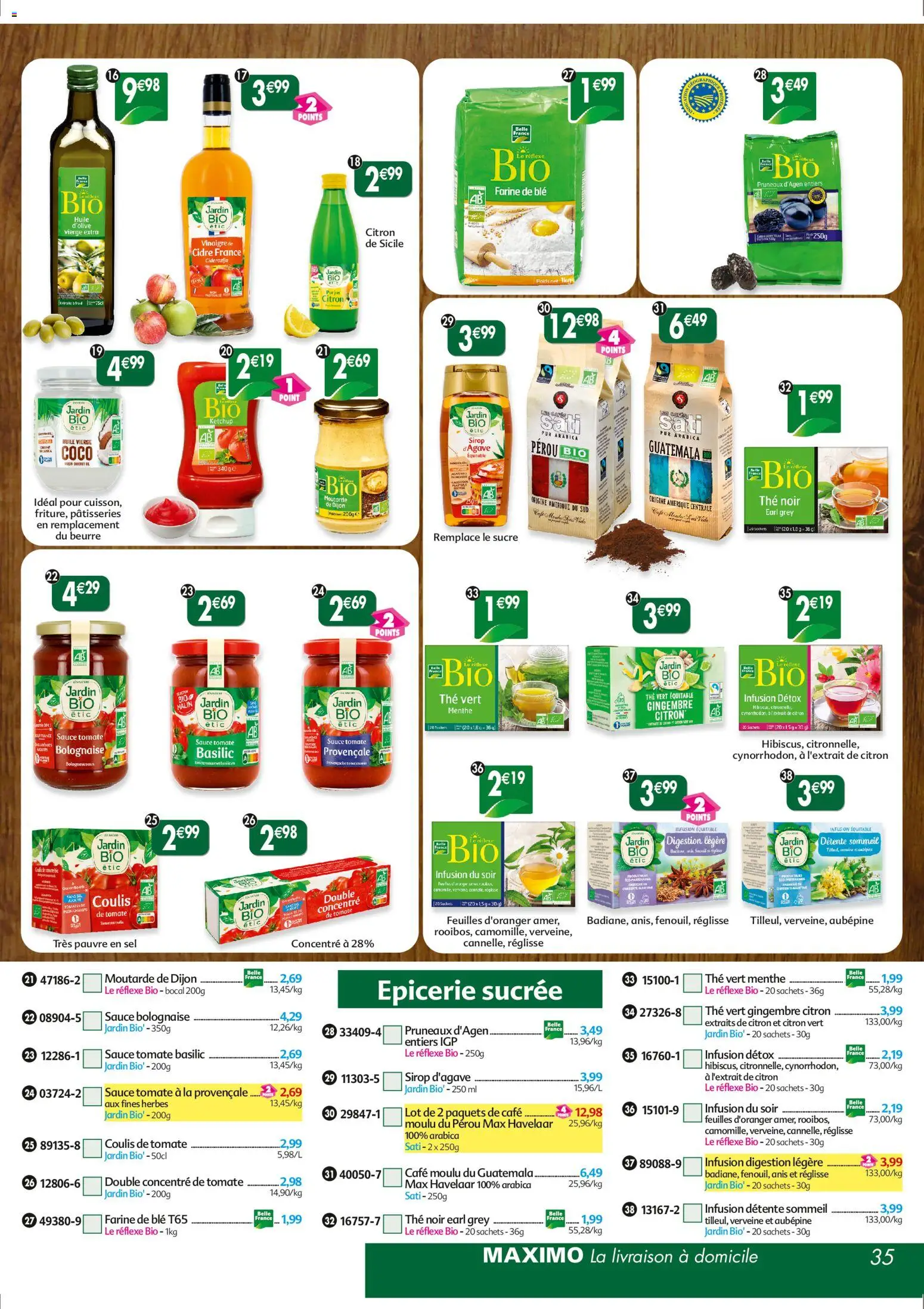 {H1} | Page: 35 | Produits: Poids, Infusion, Café, Vinaigre
