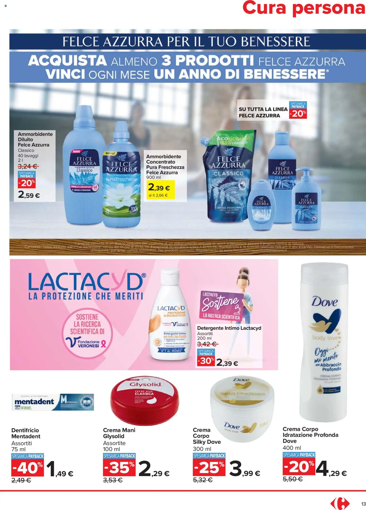 Volantino Carrefour del 27.11.2025 | Pagina: 13 | Prodotti: Crema, Sapone, Detergente intimo, Intimo