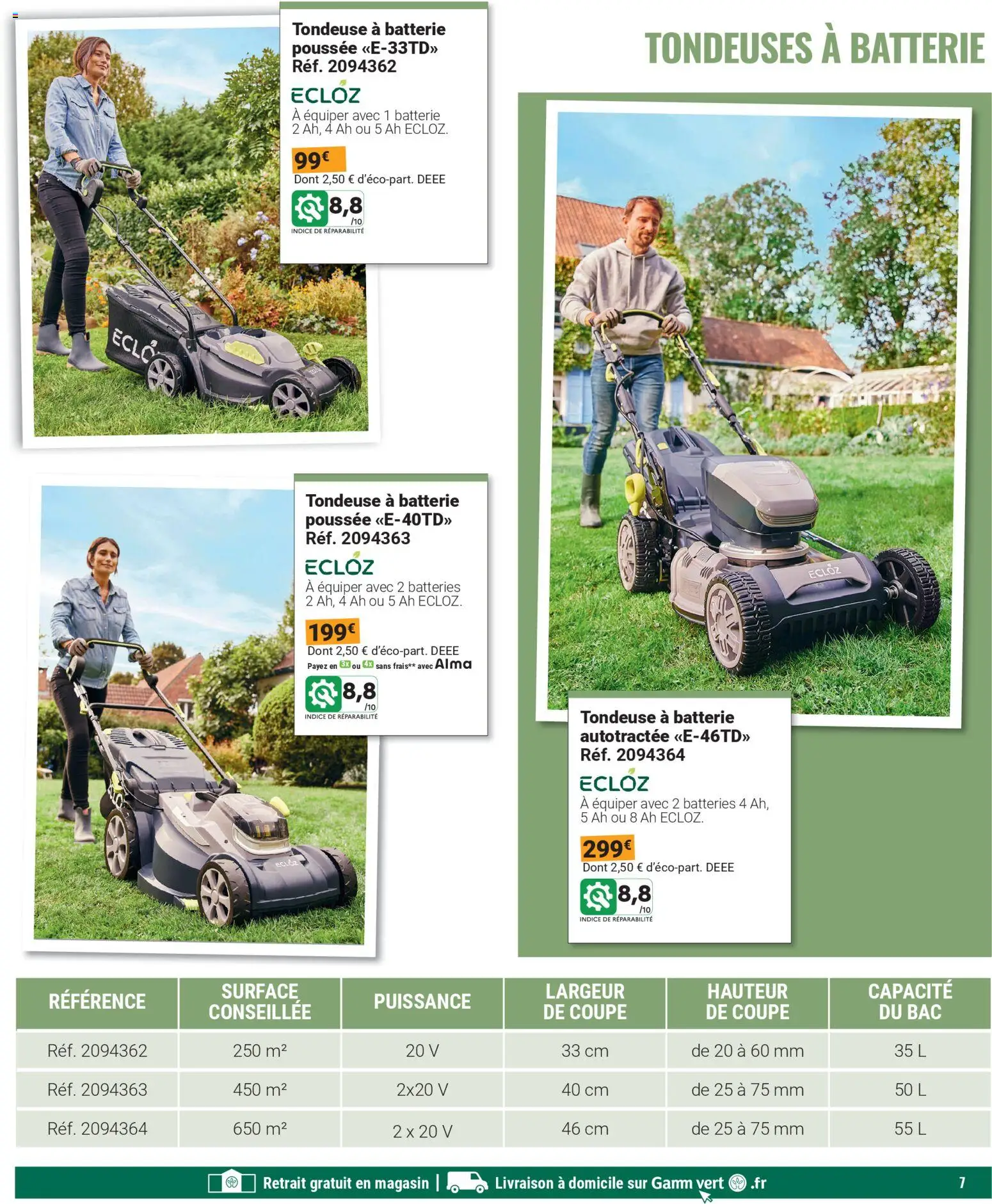 {H1} | Page: 7 | Produits: Tondeuse, Batterie