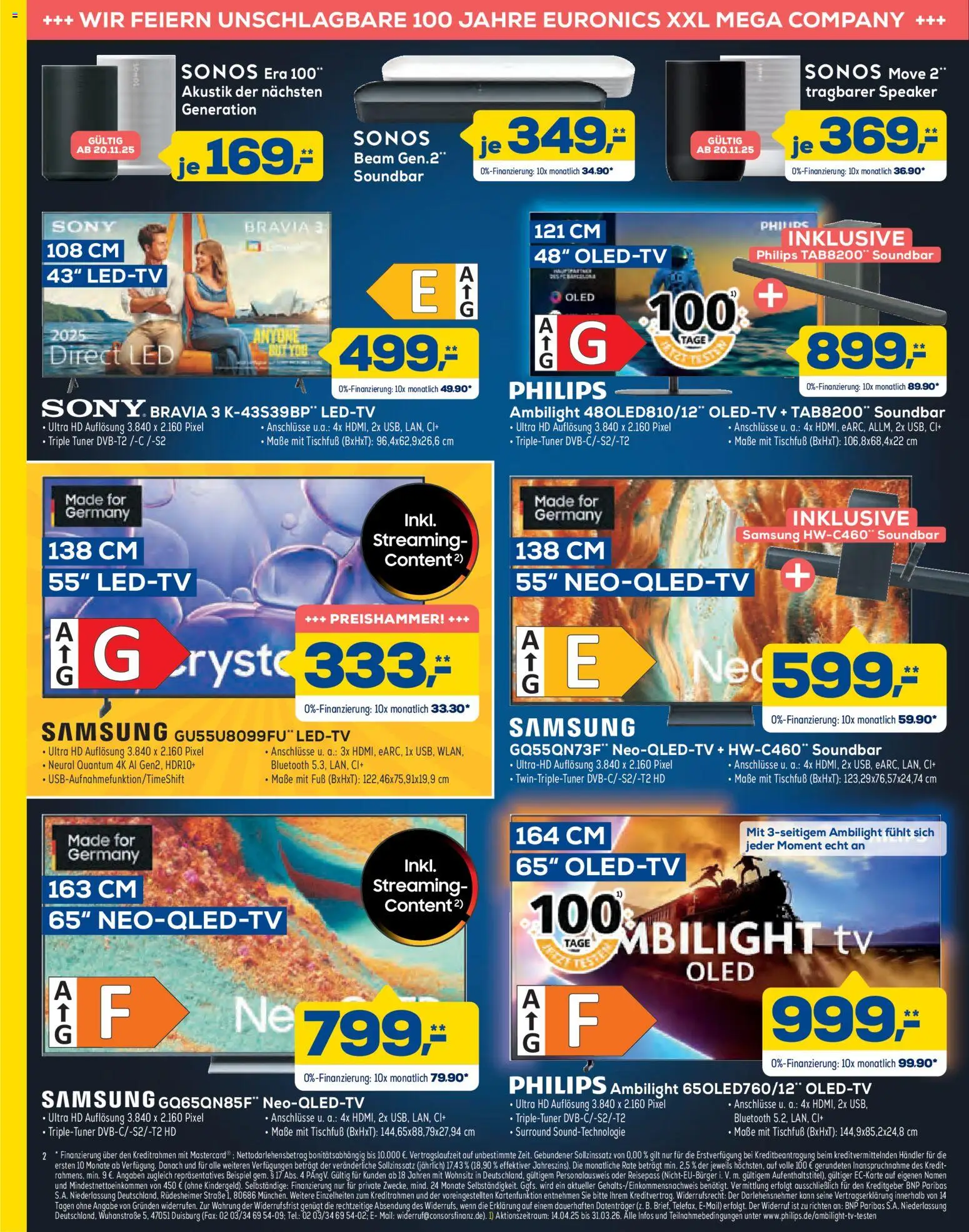 Euronics - Black Friday – gültig ab 19.11.2025 | Seite: 2 | Produkte: Sony, Philips, Samsung, Soundbar