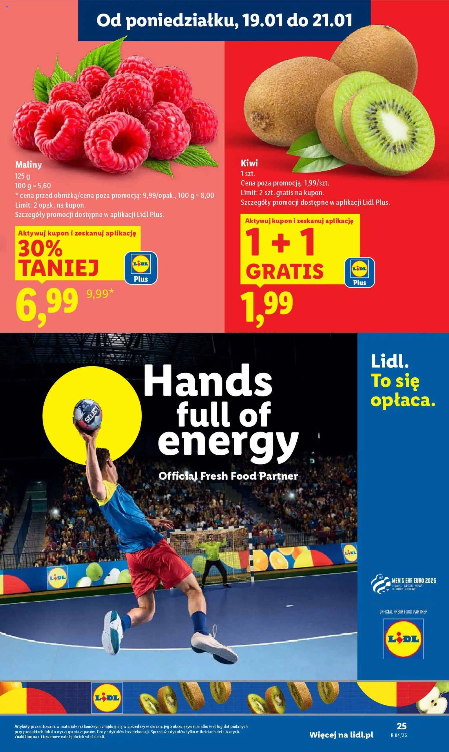 Lidl Gazetka od 19.01.2026 | Strona: 25 | Produkty: Maliny, Kiwi