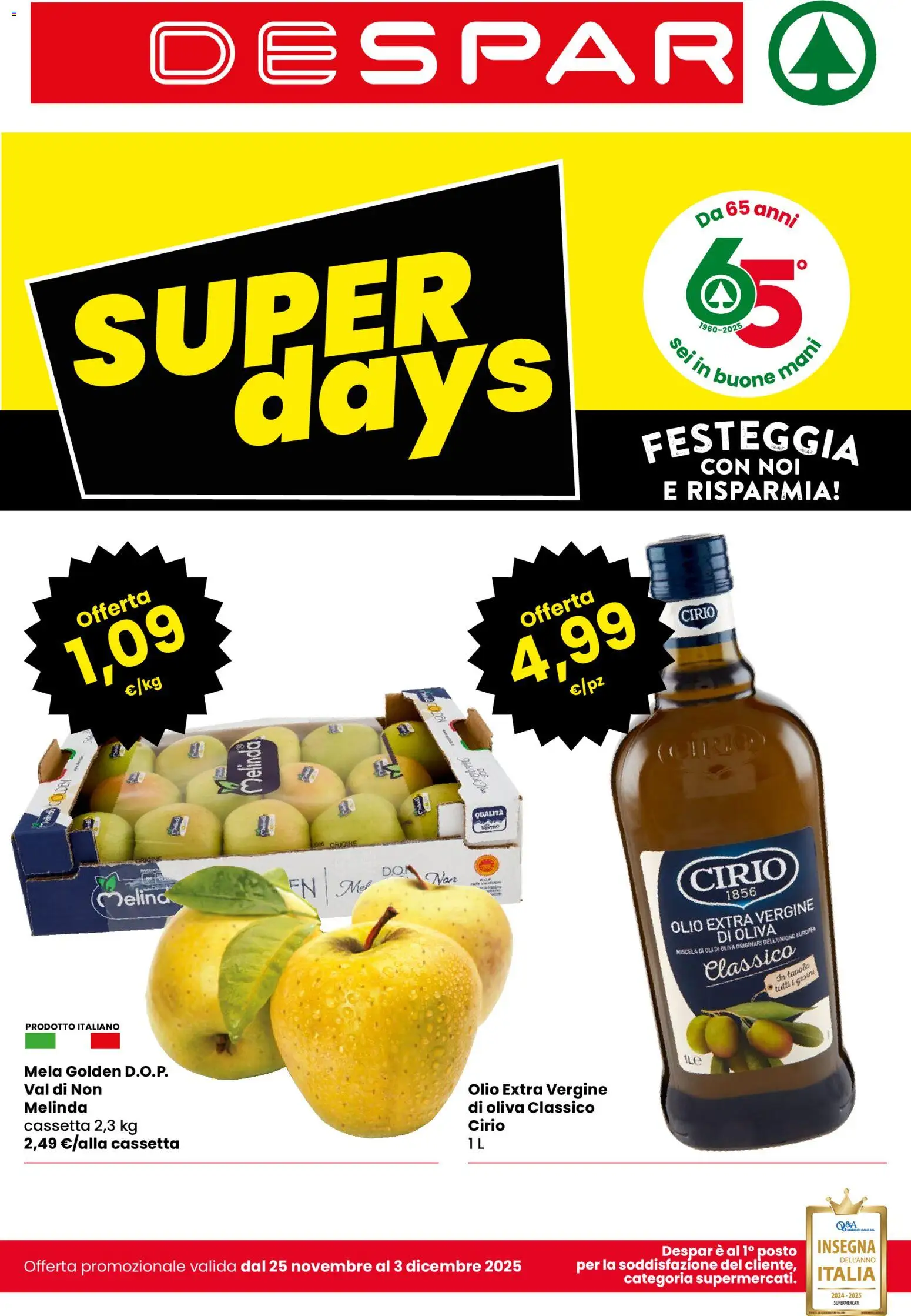 Volantino Despar del 25.11.2025 | Pagina: 1 | Prodotti: Olio, Olio extra vergine