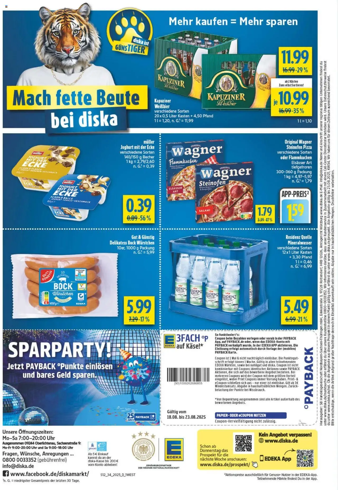 Diska - diska Angebote Bayern KW34 - gültig ab dem 18.08.2025 | Seite: 12 | Produkte: Weißbier, Bananen, Salami, Uhr