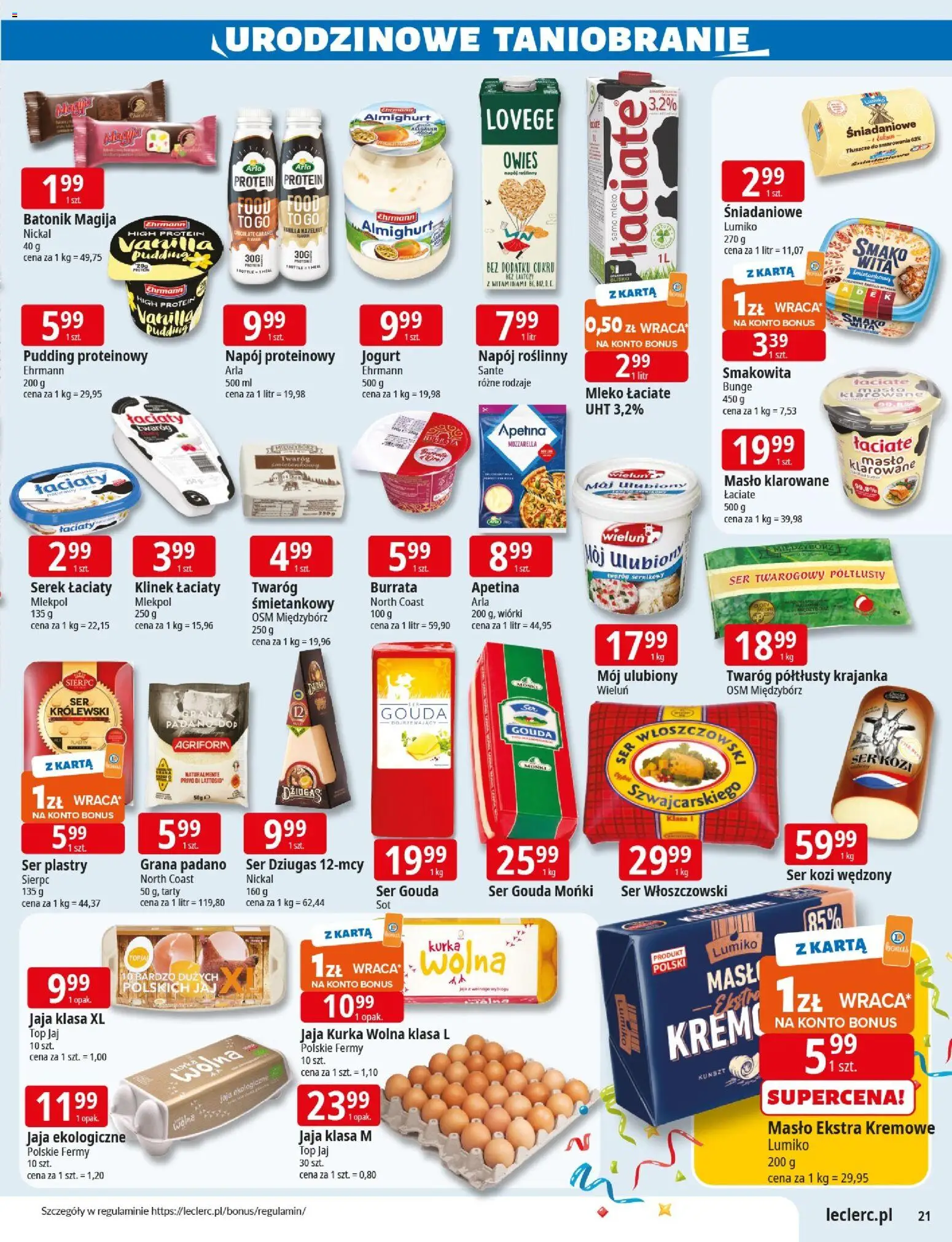 E.Leclerc Gazetka - Wrocław od 04.11.2025 | Strona: 21 | Produkty: Grana padano, Masło klarowane, Serek, Twaróg